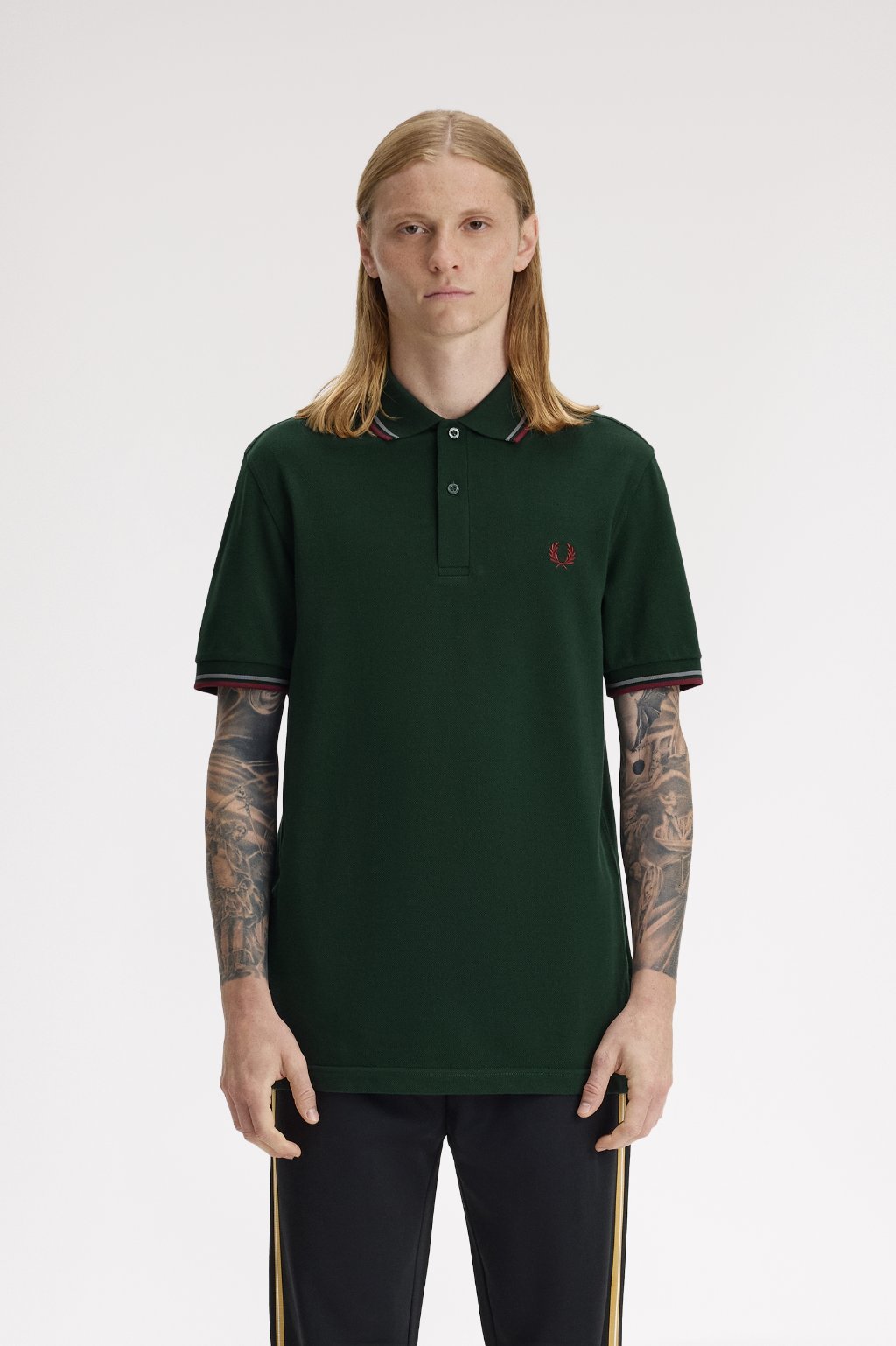 Polo original  'Twin Tipped Fred Perry Shirt' Verde-escuro-1