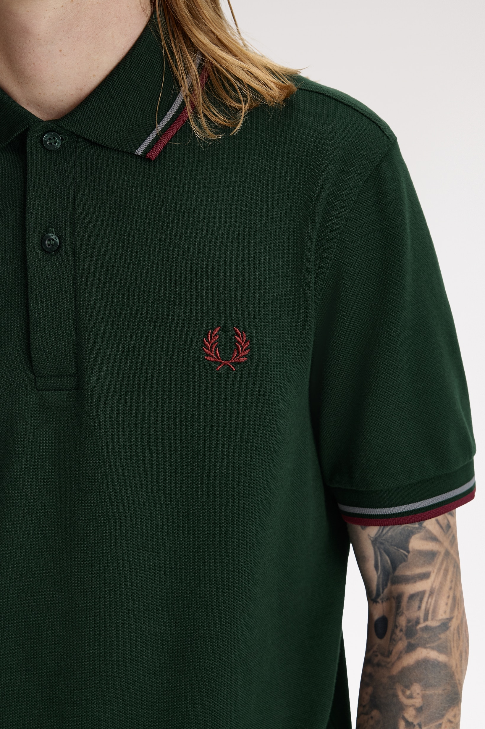 Polo original  'Twin Tipped Fred Perry Shirt' Verde-escuro-3