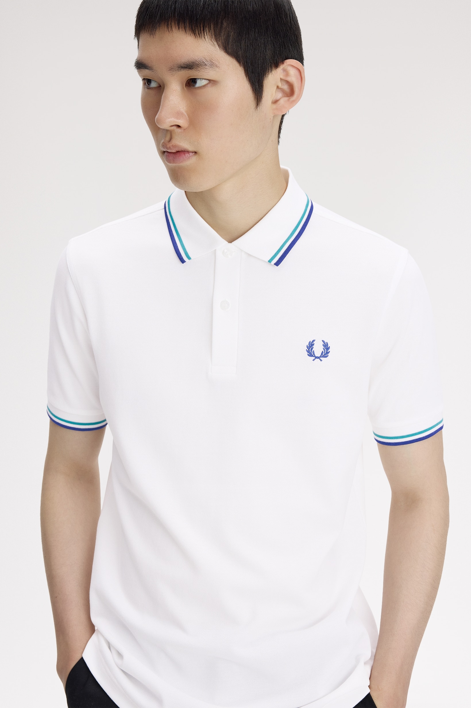 Polo original  'Twin Tipped Fred Perry Shirt' Branco-2