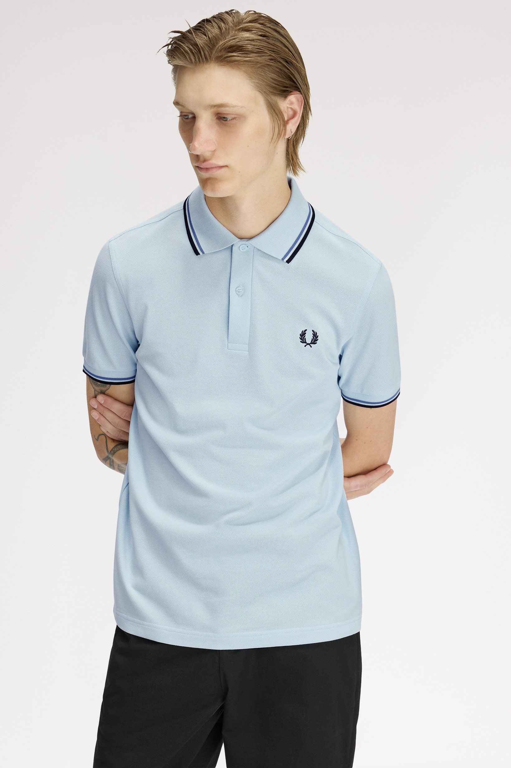 Polo original  'Twin Tipped Fred Perry Shirt' Azul-claro-1
