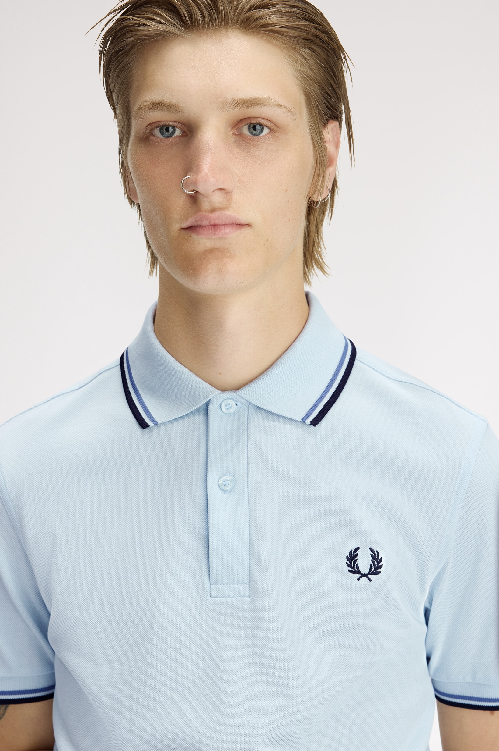 Polo original  'Twin Tipped Fred Perry Shirt' Azul-claro-3