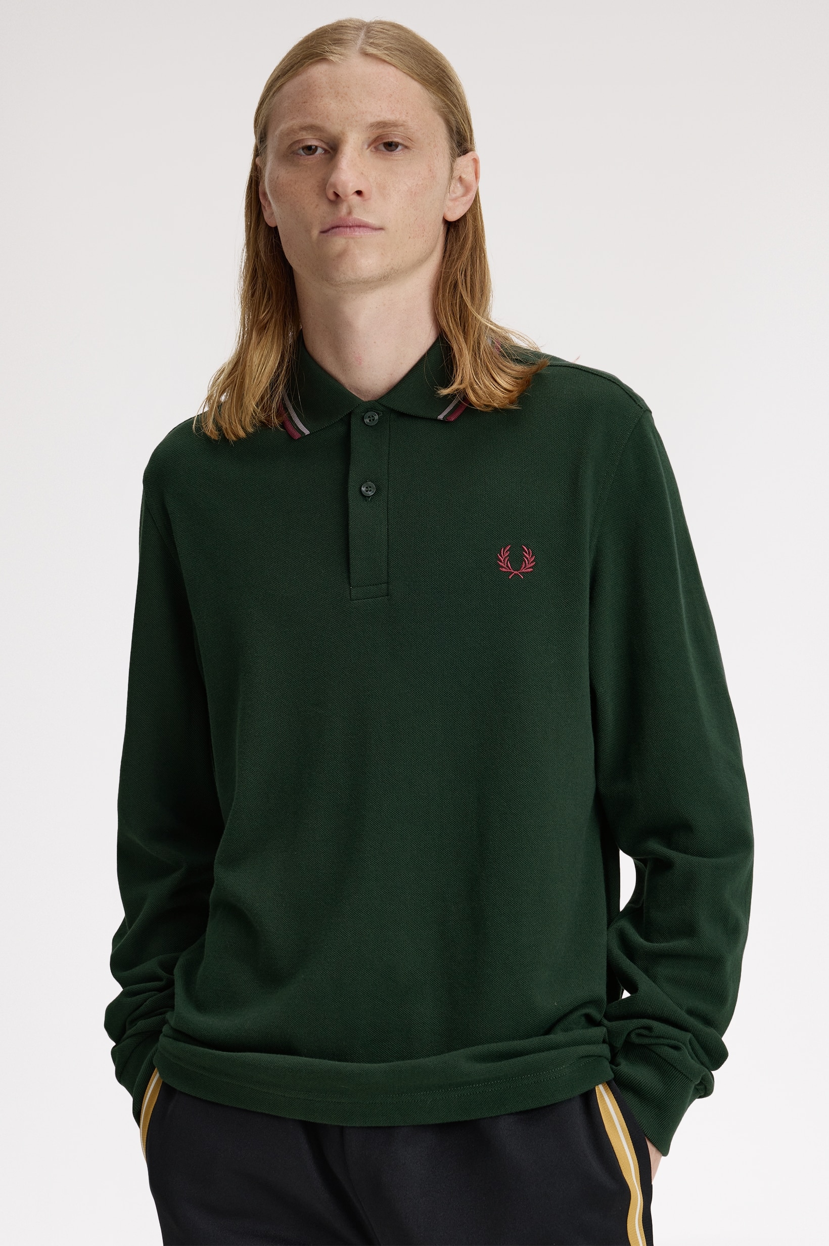 Polo de Manga Comprida 'Twin Tipped Fred Perry Shirt' Verde-escuro-1