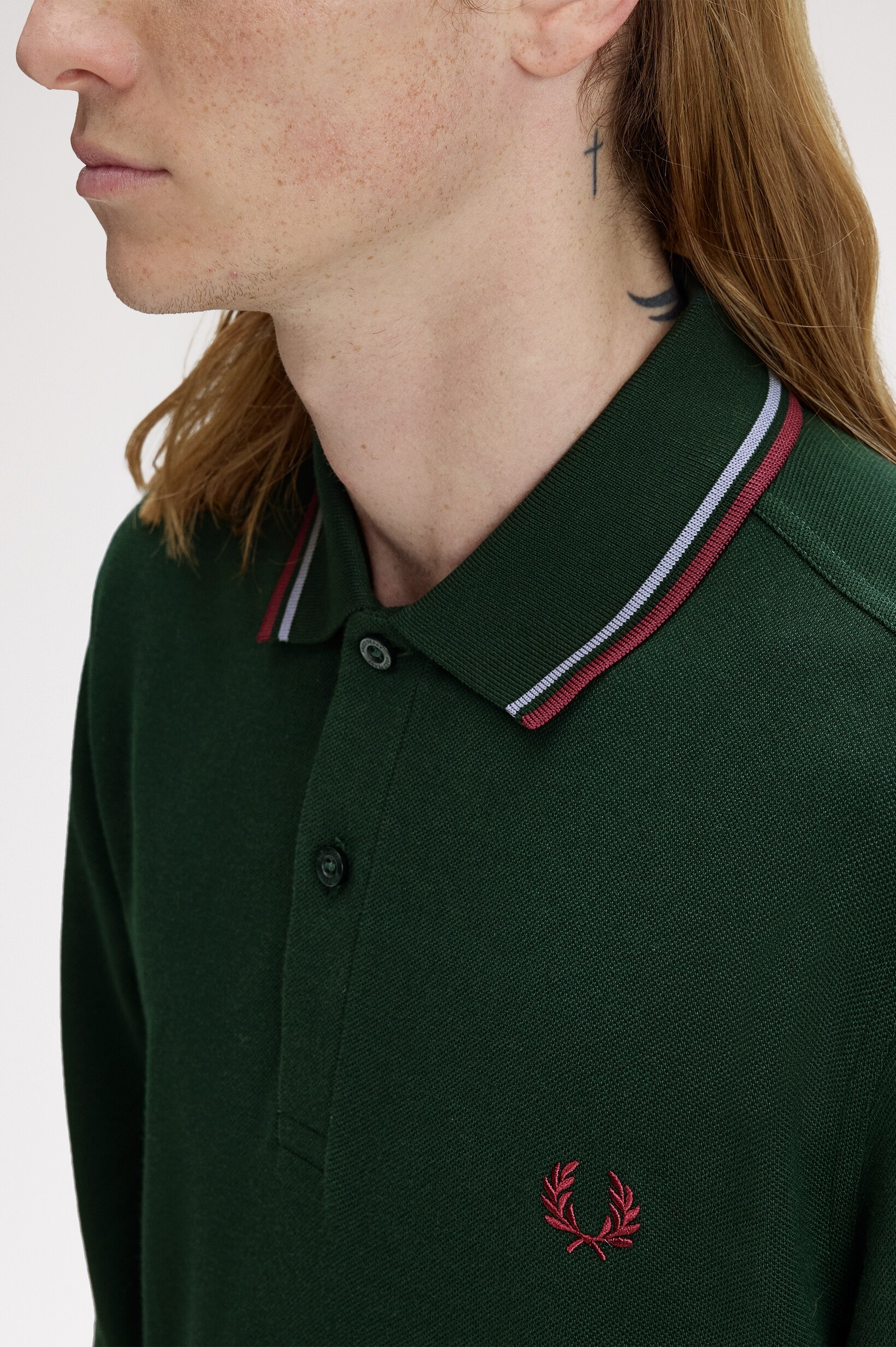 Polo de Manga Comprida 'Twin Tipped Fred Perry Shirt' Verde-escuro-3