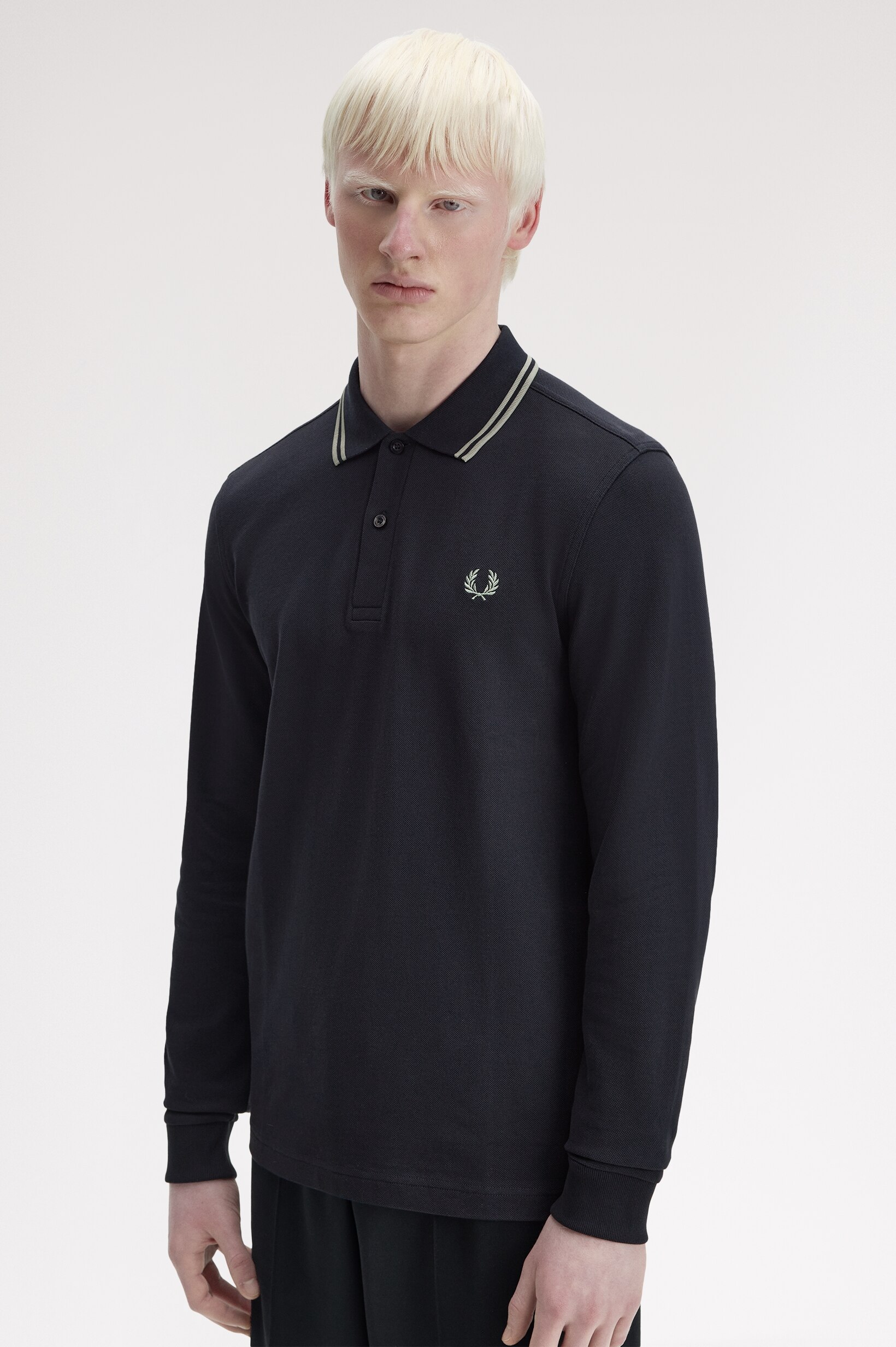 Polo de Manga Comprida 'Twin Tipped Fred Perry Shirt' Azul-marinho-1