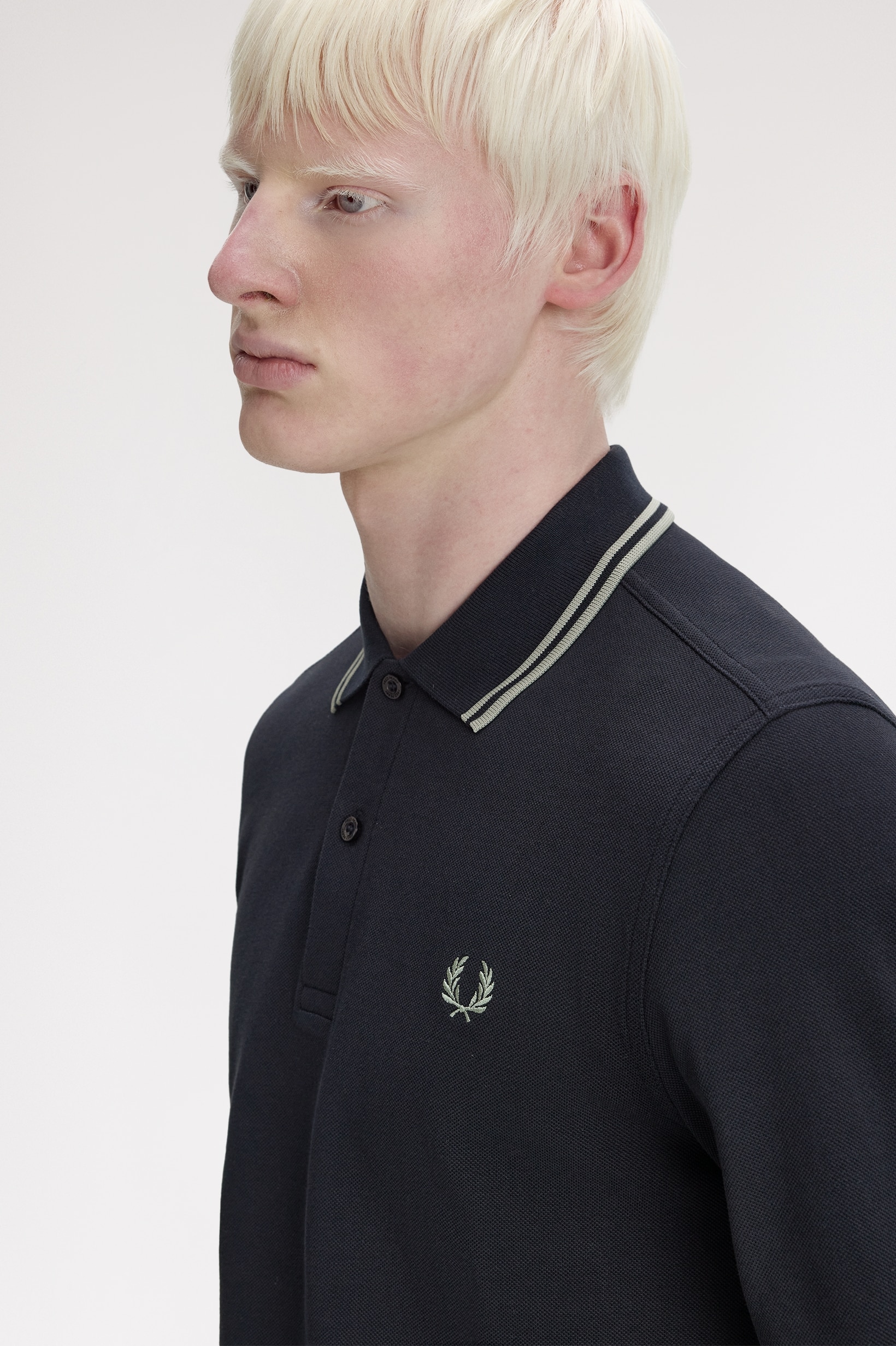 Polo de Manga Comprida 'Twin Tipped Fred Perry Shirt' Azul-marinho-2