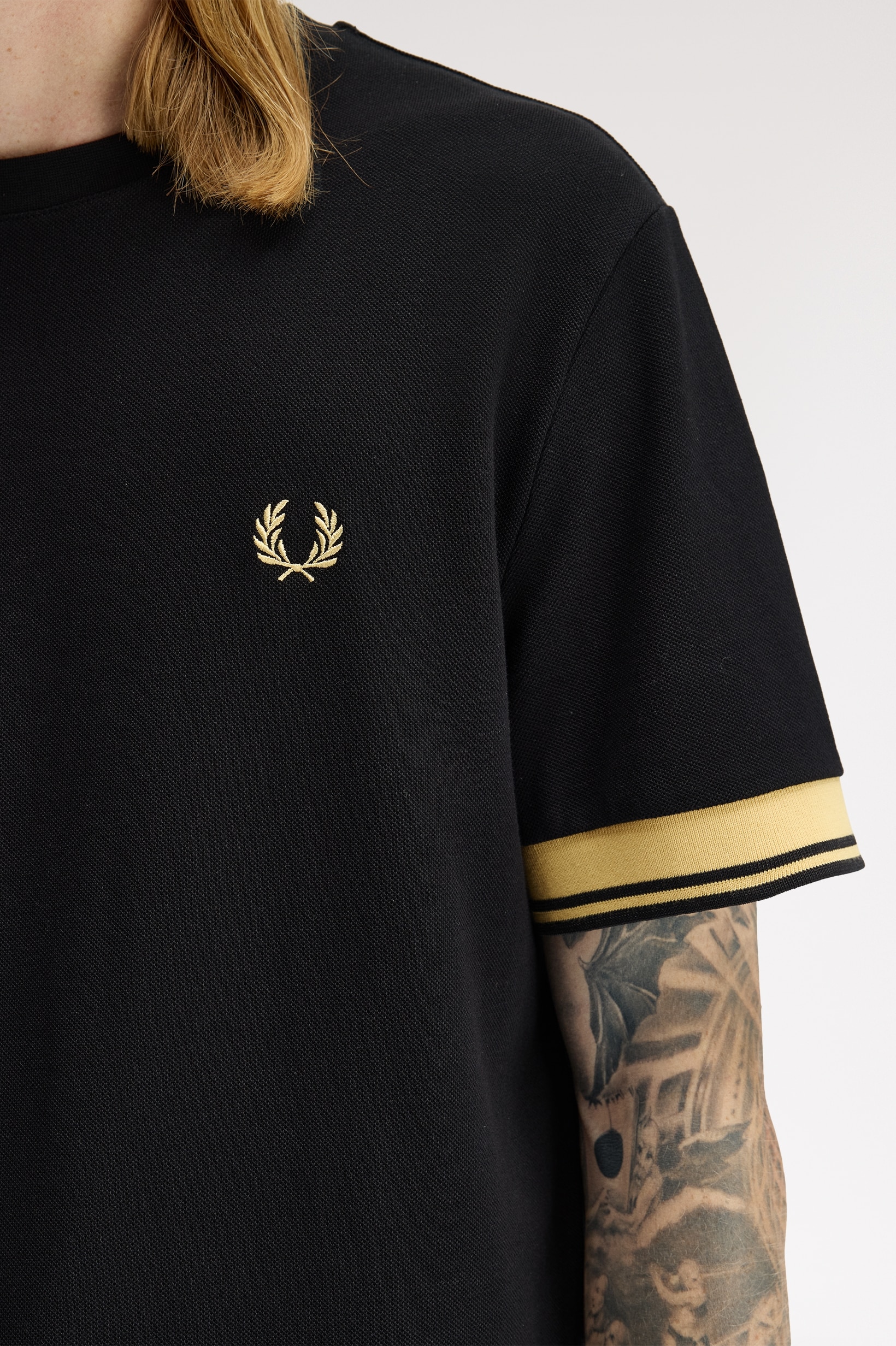T-shirt em Piqué de Algodão Preto-3