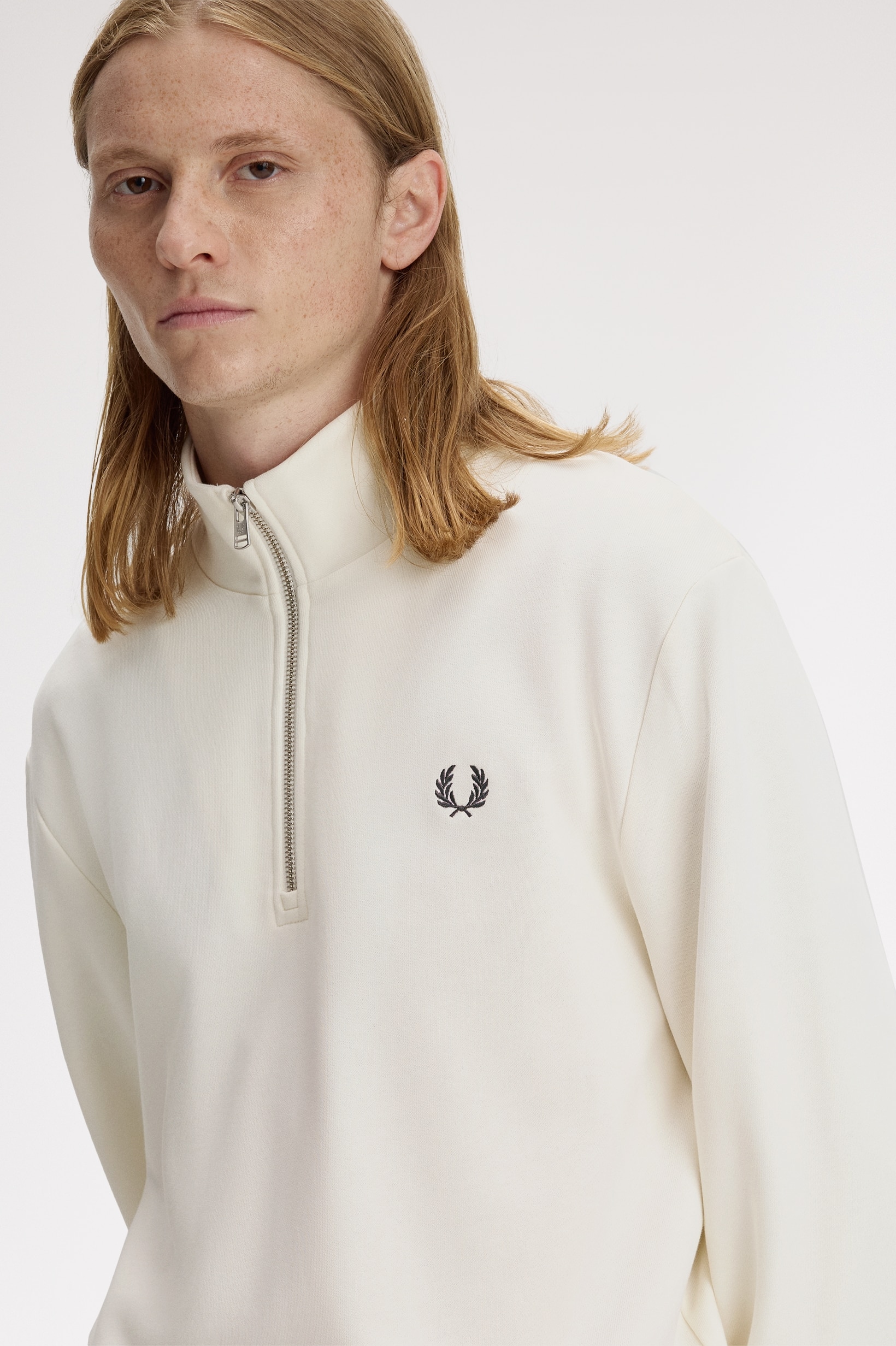 Sweatshirt com Fecho de Correr Cru-3