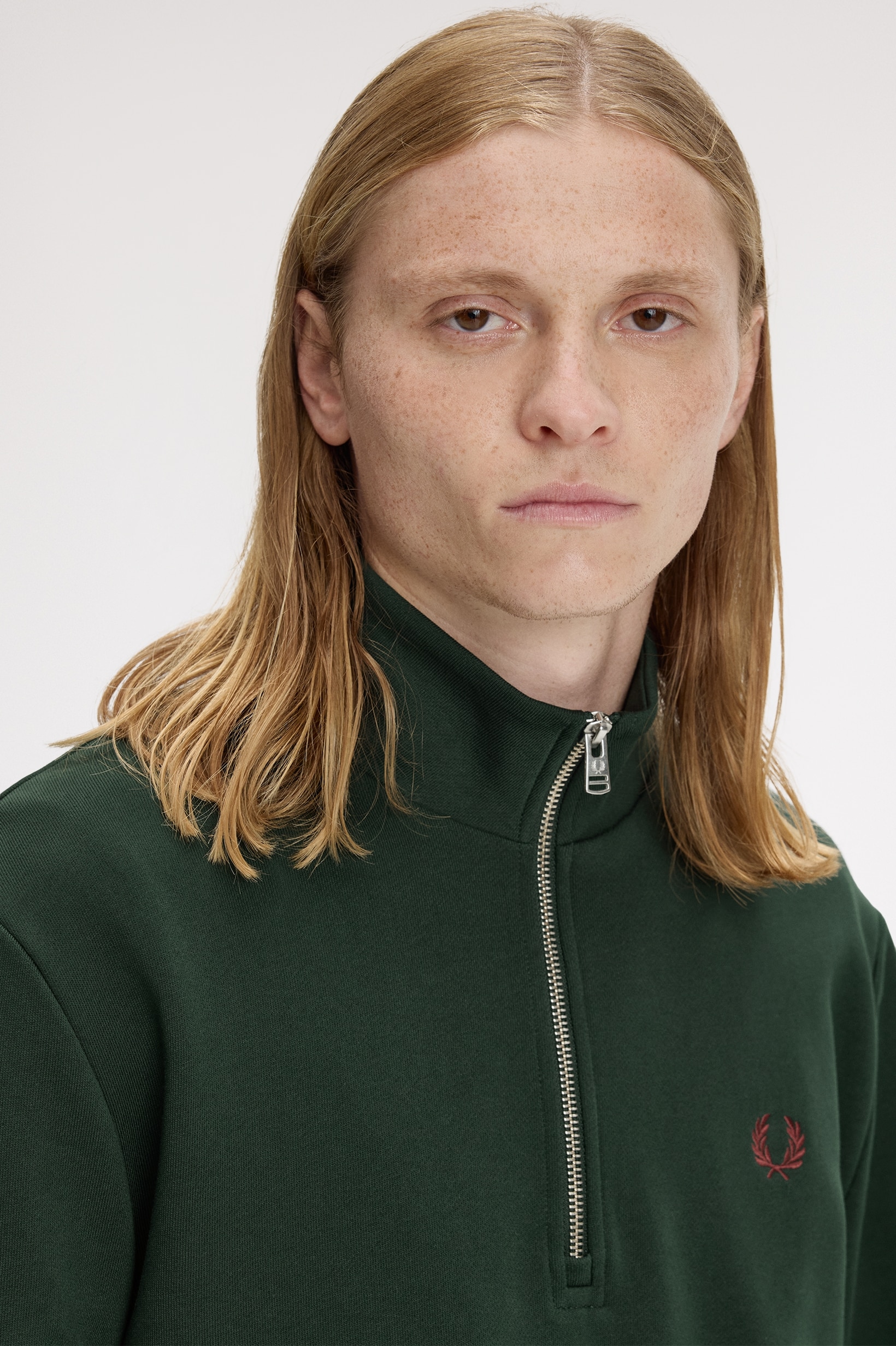 Sweatshirt com Fecho de Correr Verde-escuro-3
