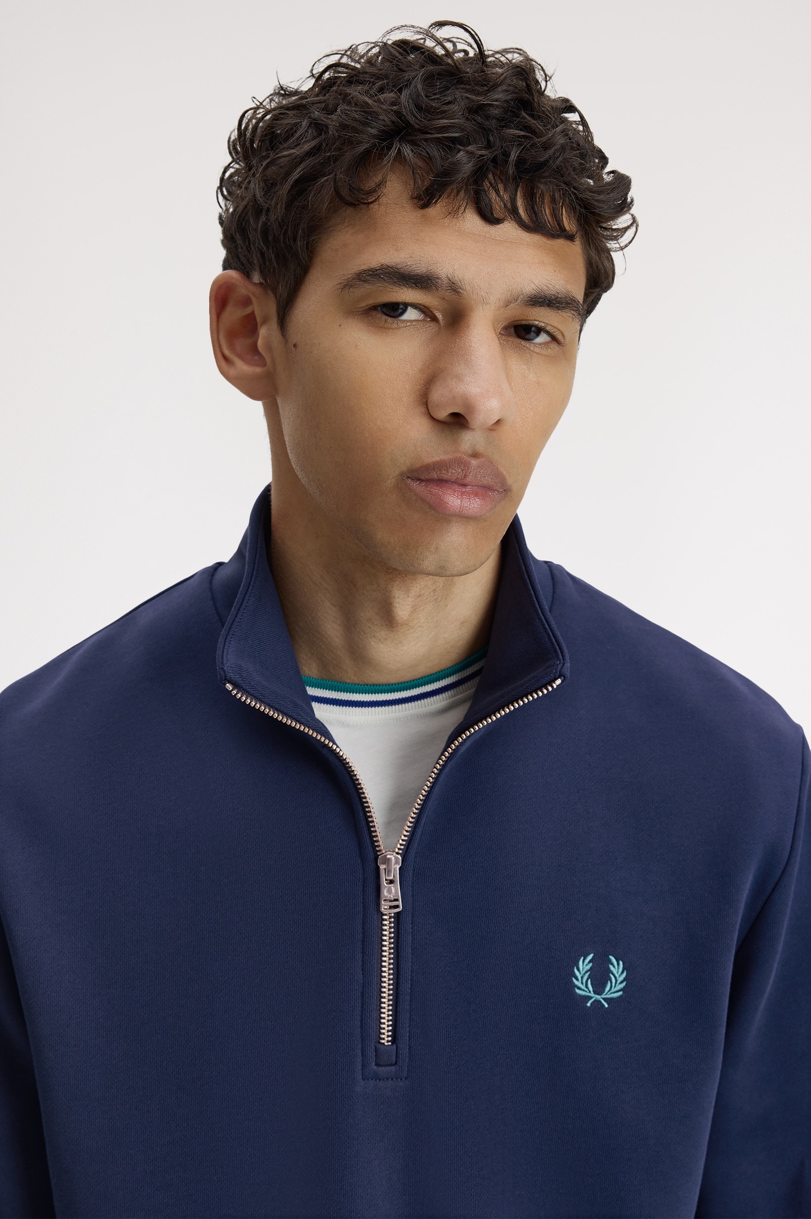 Sweatshirt com Fecho de Correr Azul-3