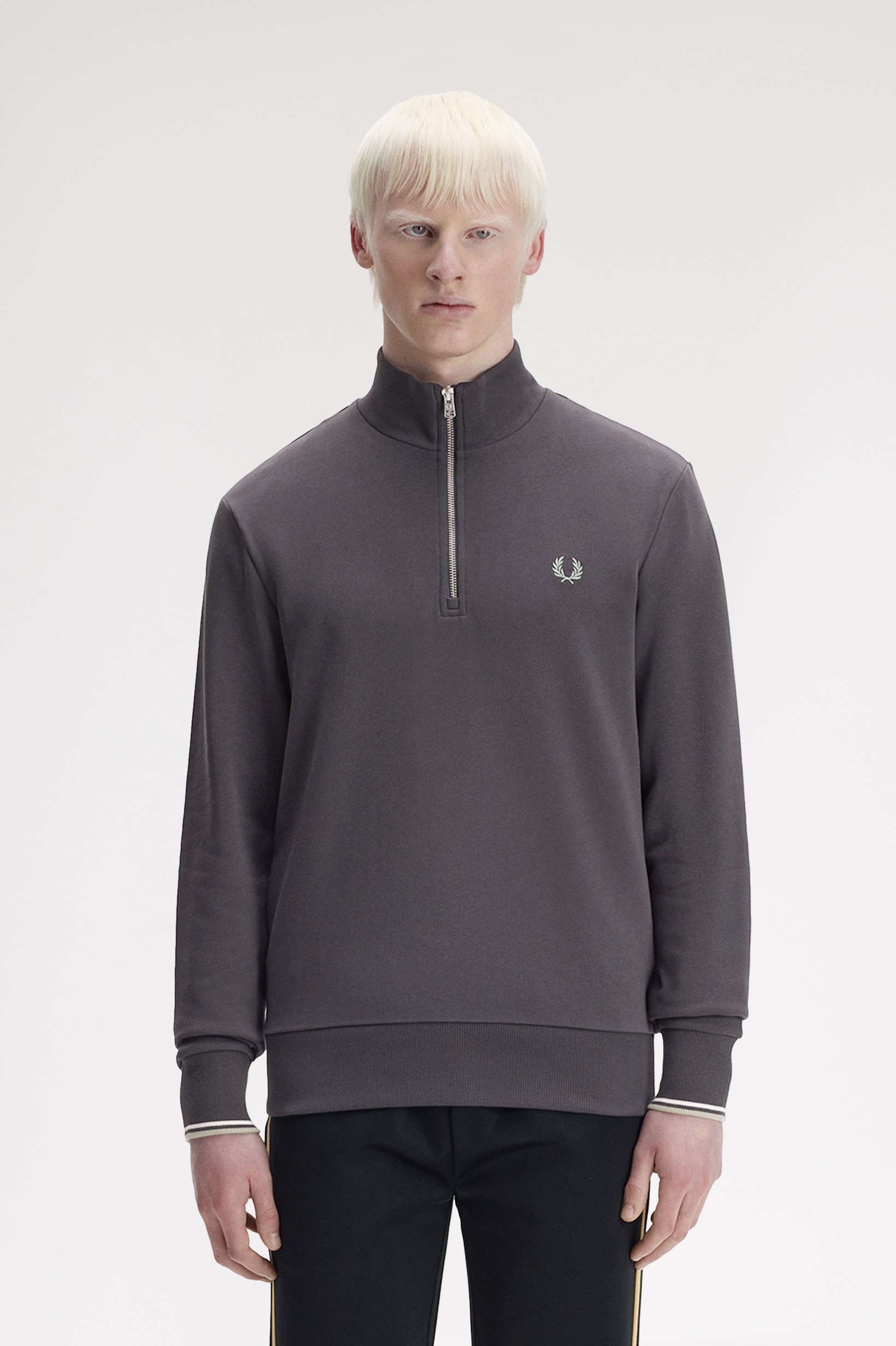 Sweatshirt com Fecho de Correr Cinzento-escuro-1