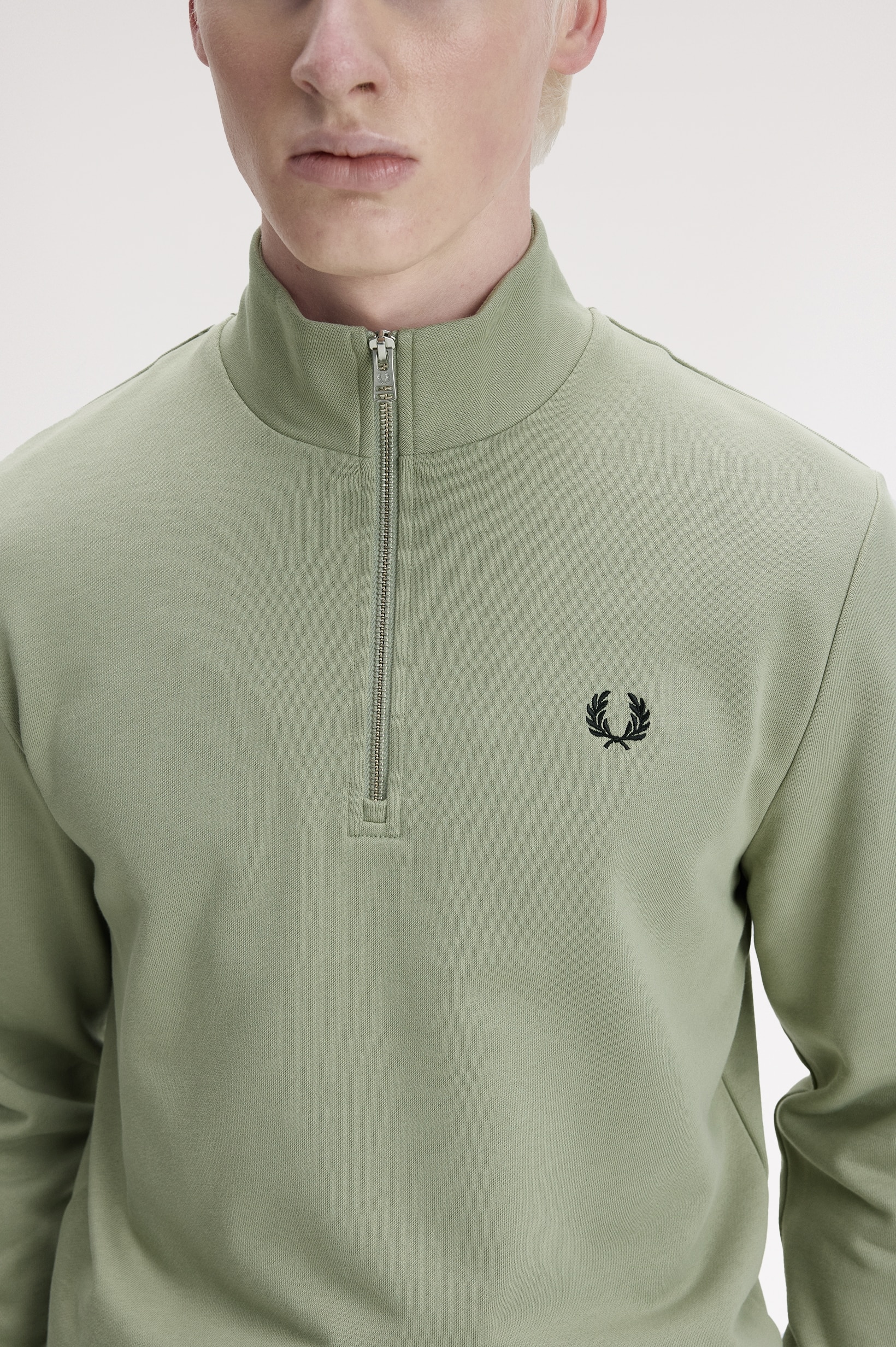 Sweatshirt com Fecho de Correr Verde-claro-3