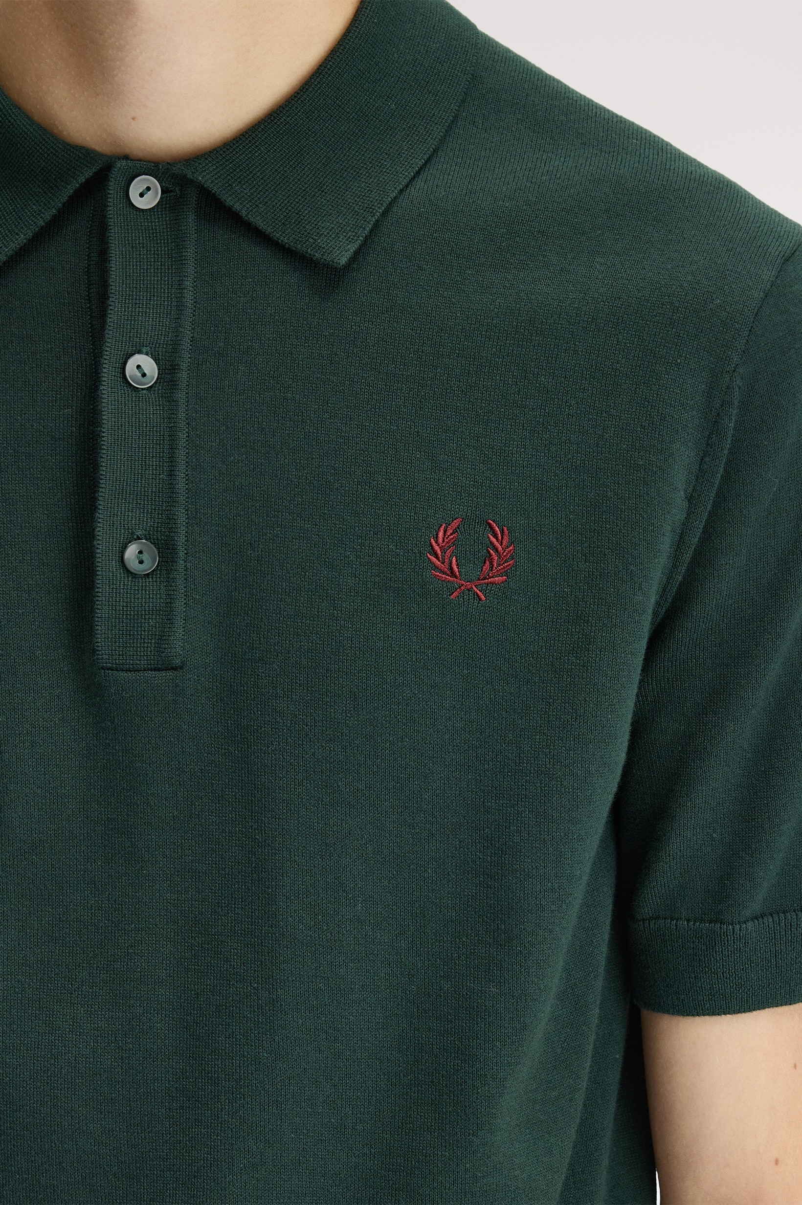 Polo em Malha de Algodão Verde-escuro-3