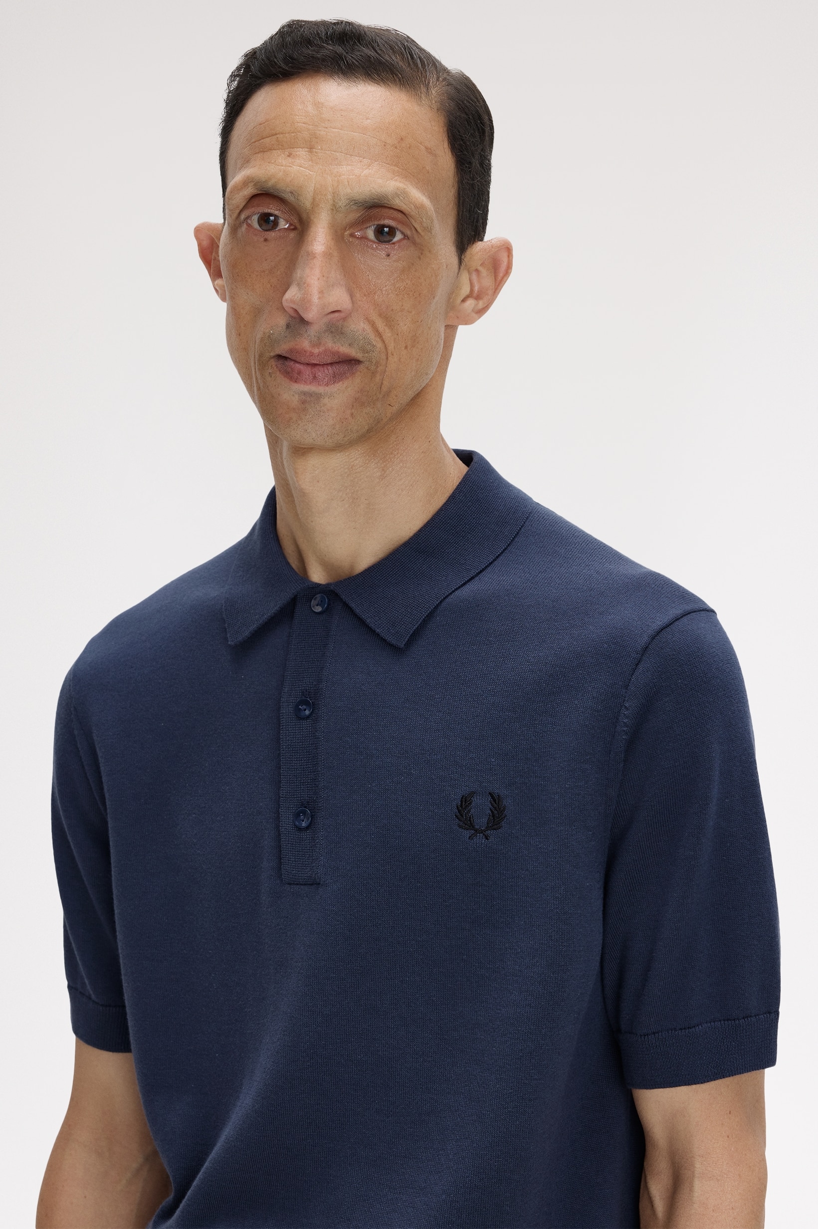 Polo em Malha de Algodão Azul-2