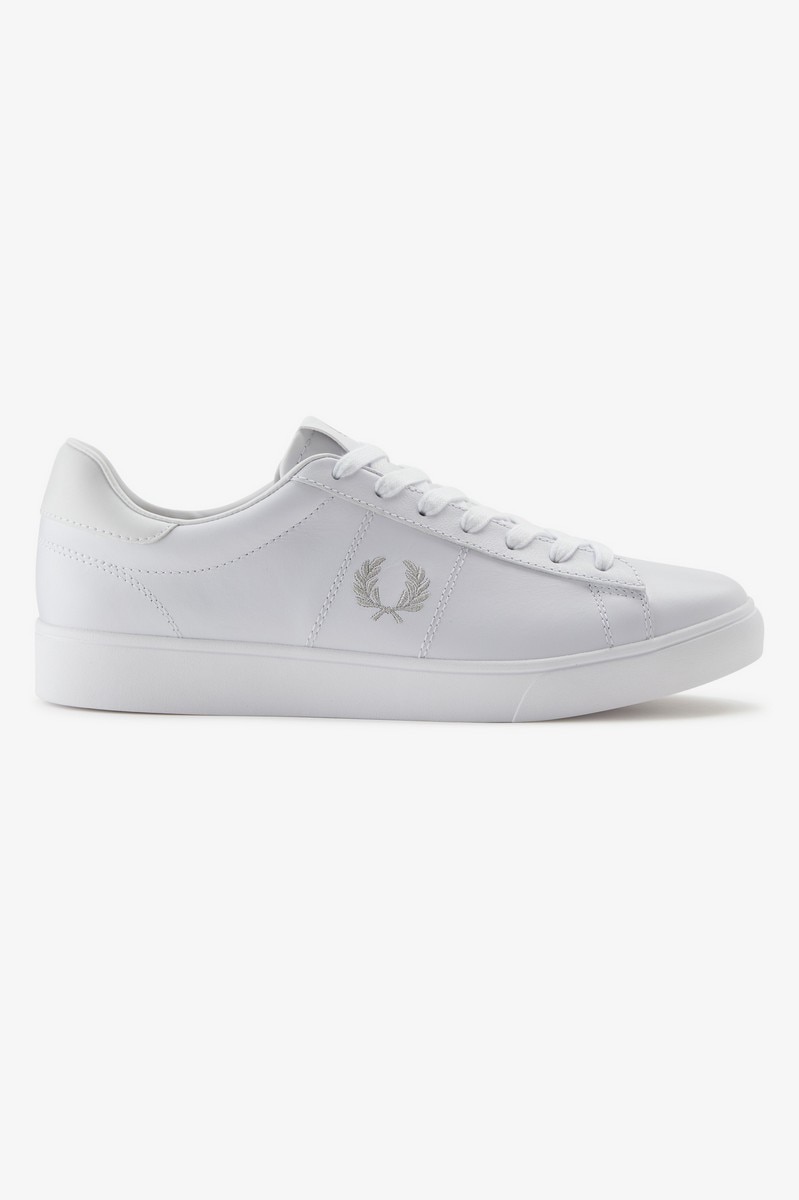 Sapatilhas Unissexo 'Spencer' em Pele Fred Perry Branco-1