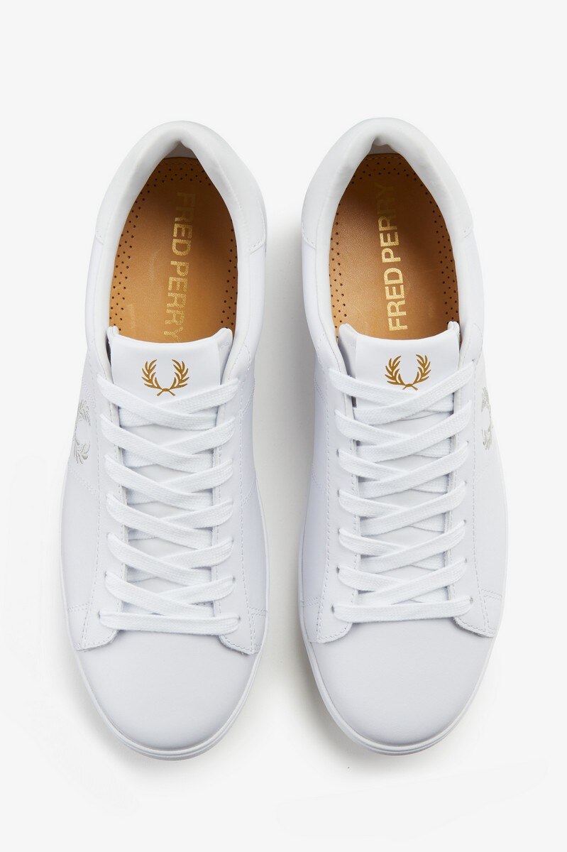 Sapatilhas Unissexo 'Spencer' em Pele Fred Perry Branco-2
