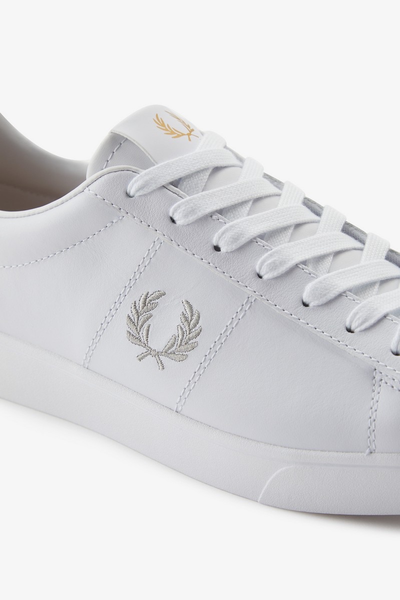 Sapatilhas Unissexo 'Spencer' em Pele Fred Perry Branco-6
