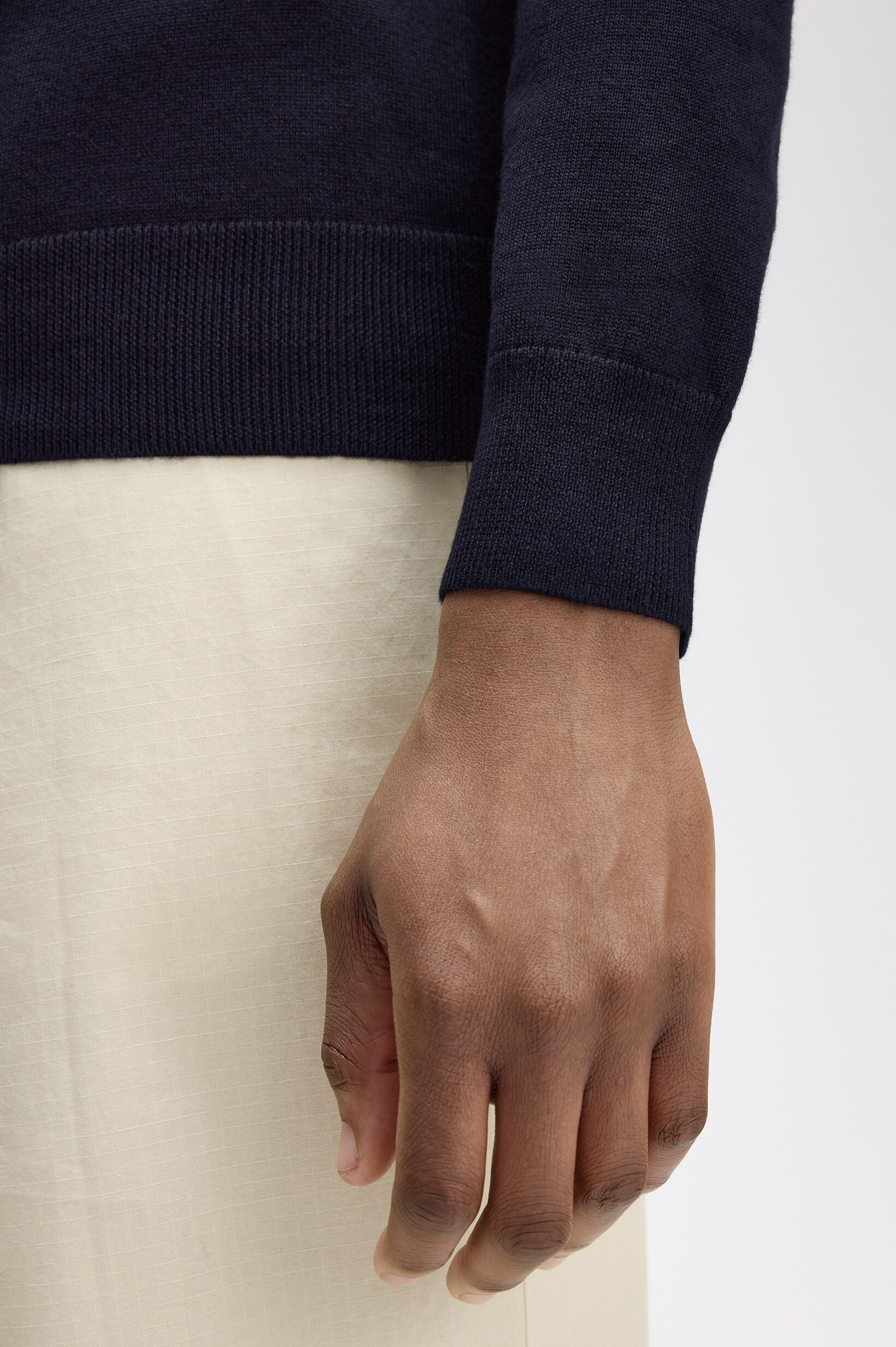 Camisola Clássica com Decote Redondo Azul-marinho-2