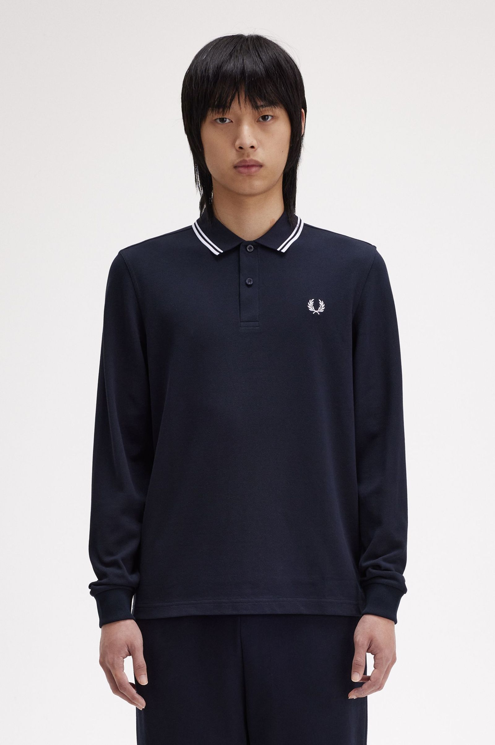 Polo de Manga Comprida 'Twin Tipped Fred Perry Shirt' Azul-marinho-1