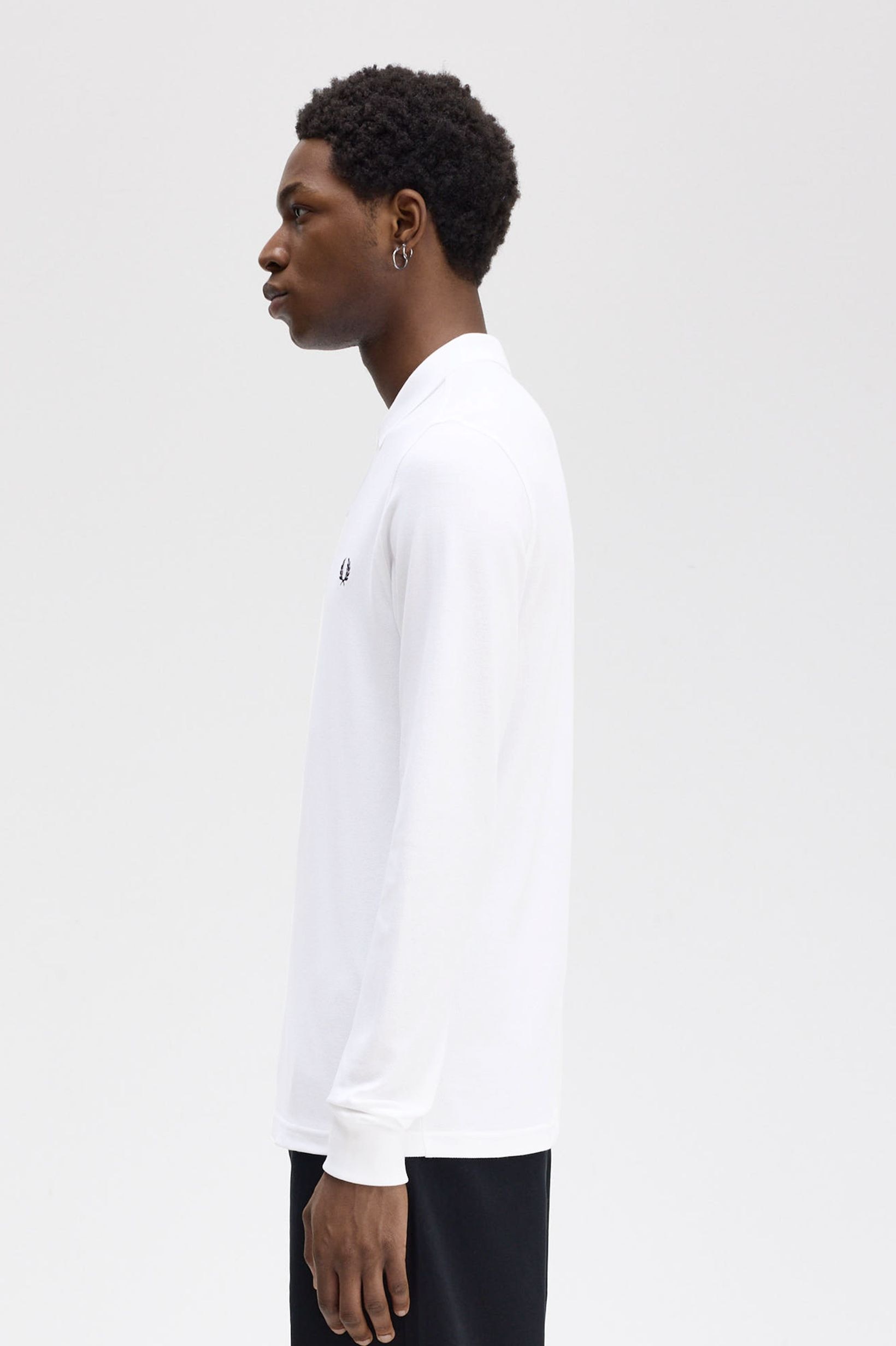 Polo 'Fred Perry' de Manga Comprida Branco-2