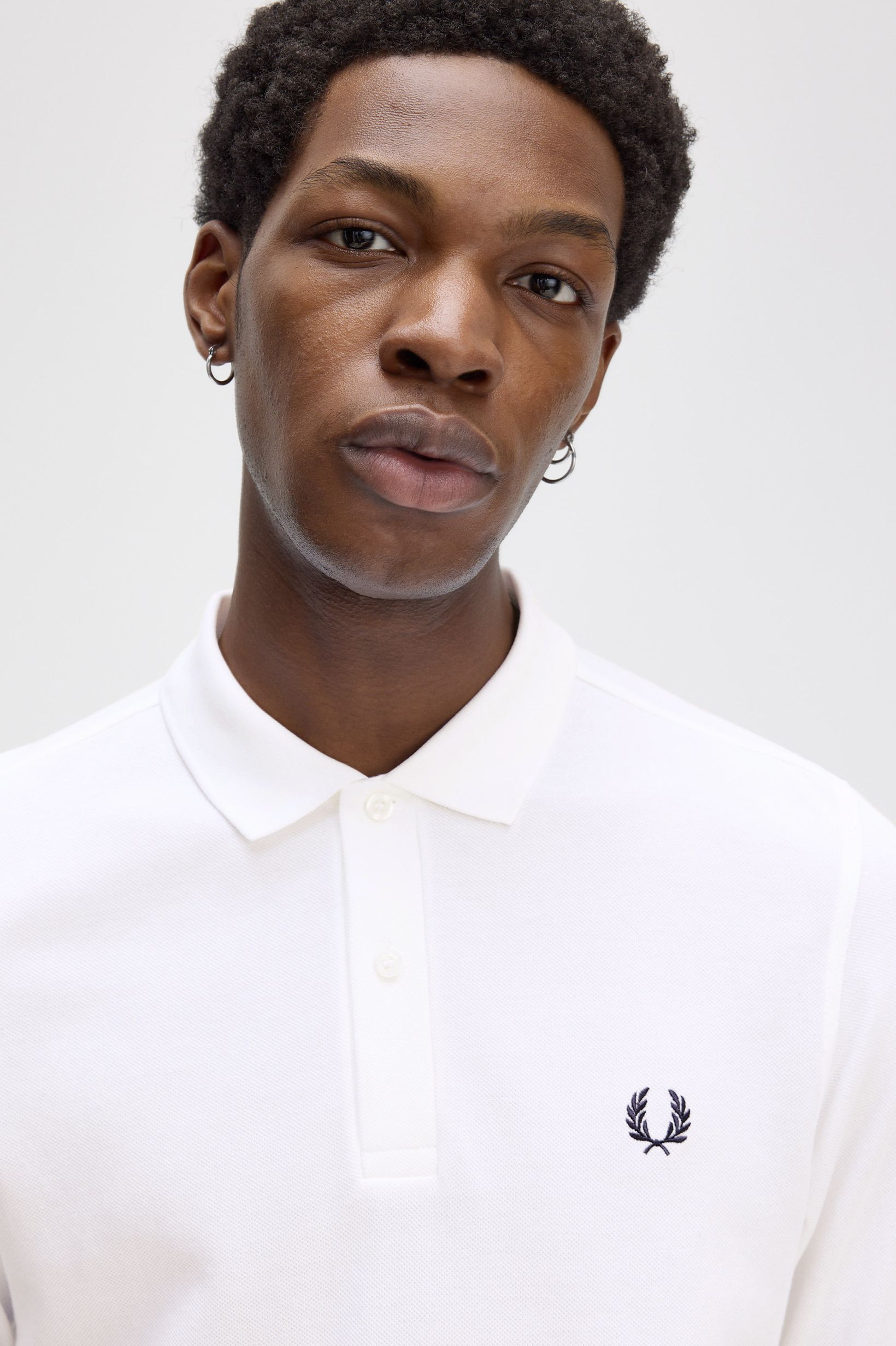 Polo 'Fred Perry' de Manga Comprida Branco-3