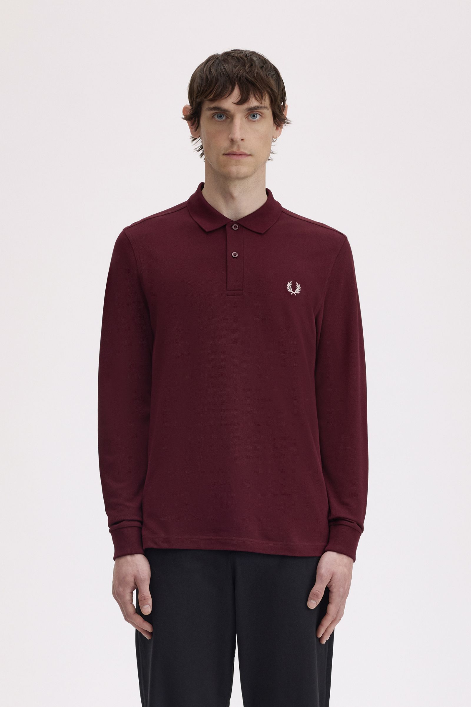 Polo 'Fred Perry' de Manga Comprida Bordeaux-1