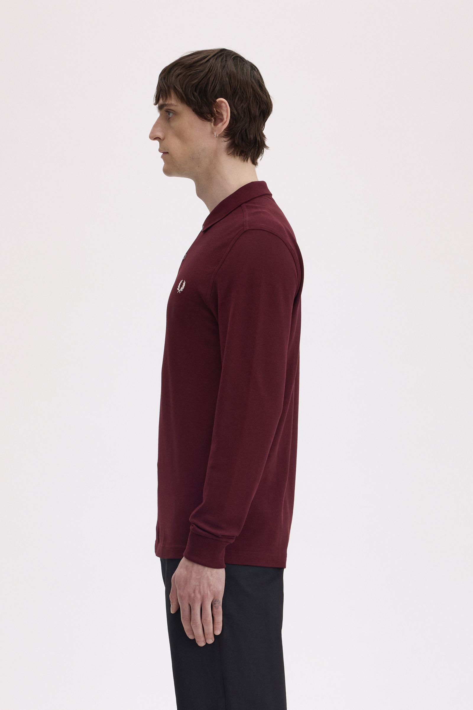 Polo 'Fred Perry' de Manga Comprida Bordeaux-2