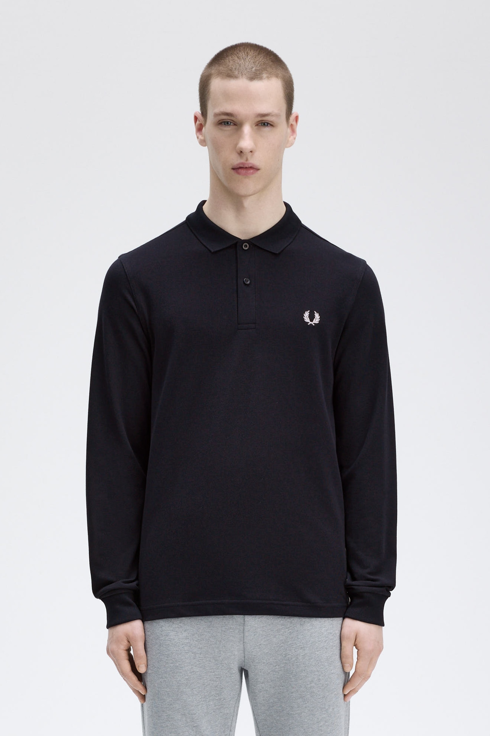 Polo 'Fred Perry' de Manga Comprida Azul-marinho-1