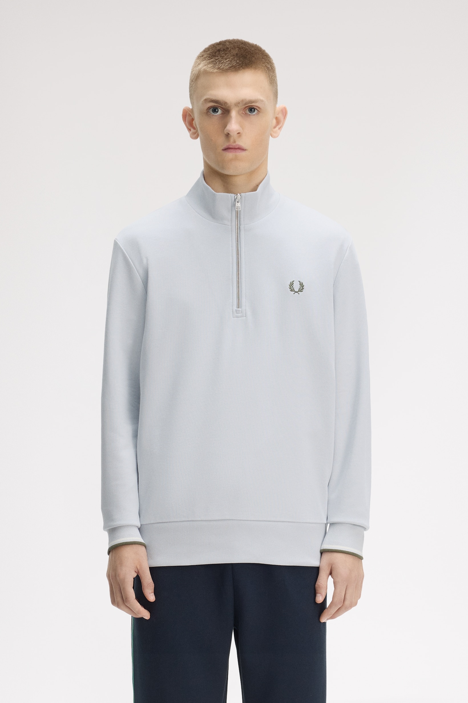 Sweatshirt com Fecho de Correr Azul-1
