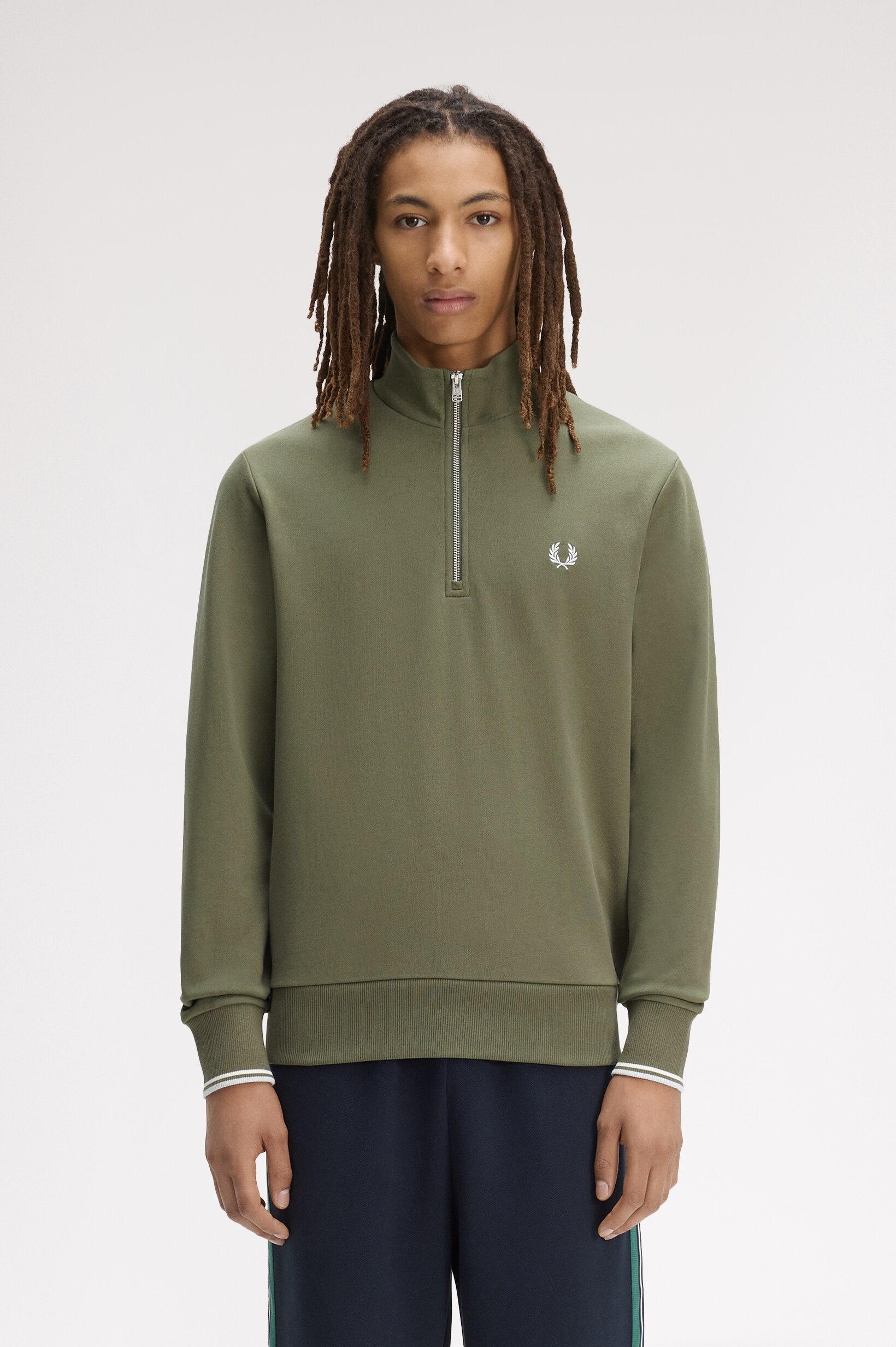 Sweatshirt com Fecho de Correr Azul-1