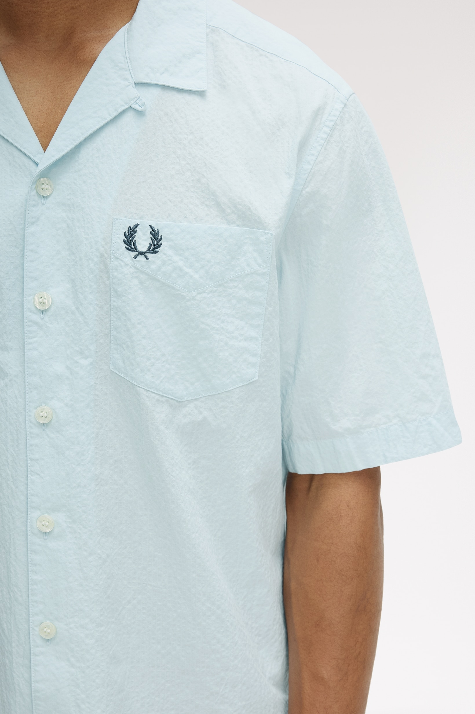Camisa com Colarinho Plano Azul-claro-3