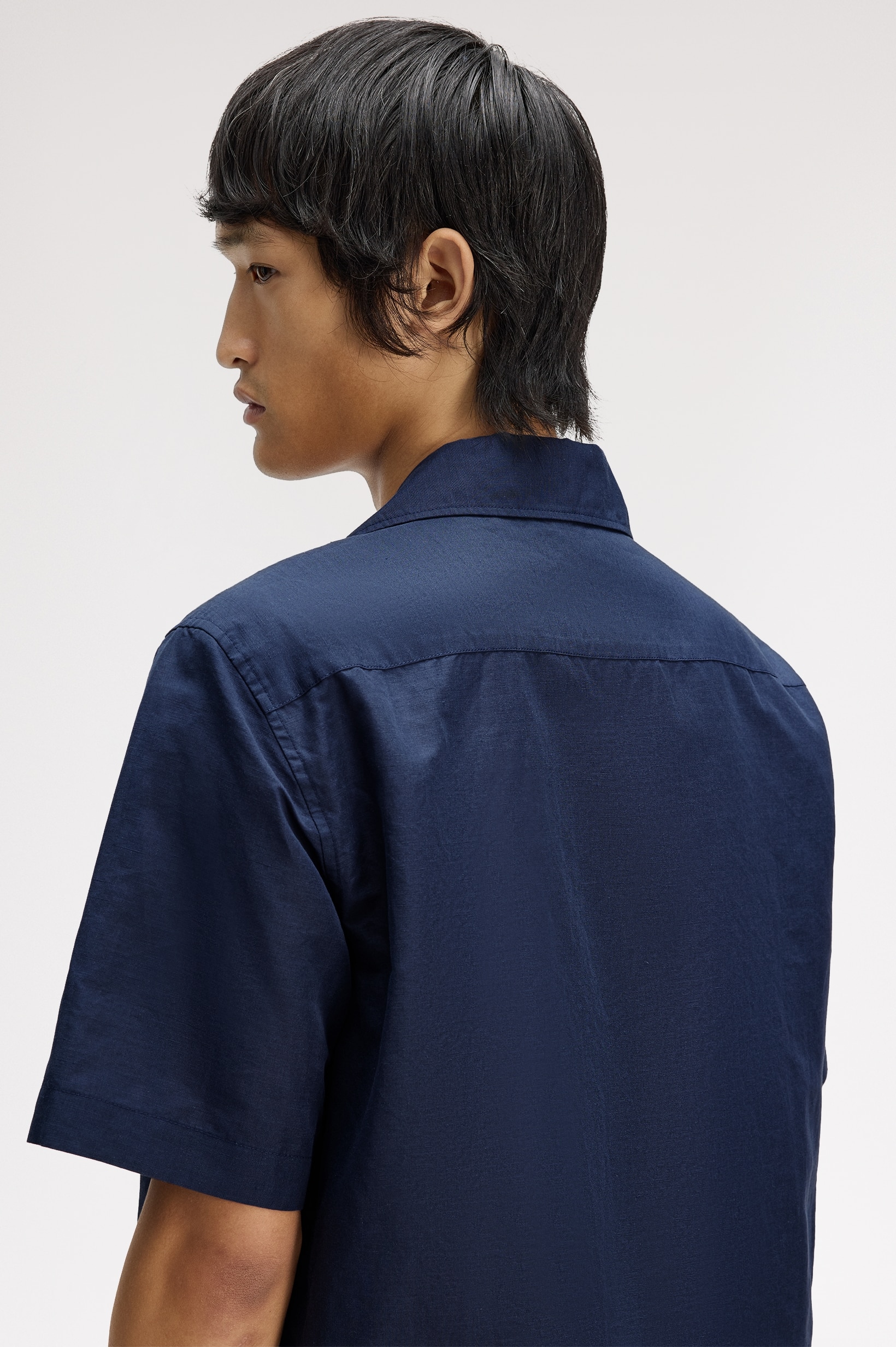 Camisa "Linen Blend Reverse Azul-escuro-2