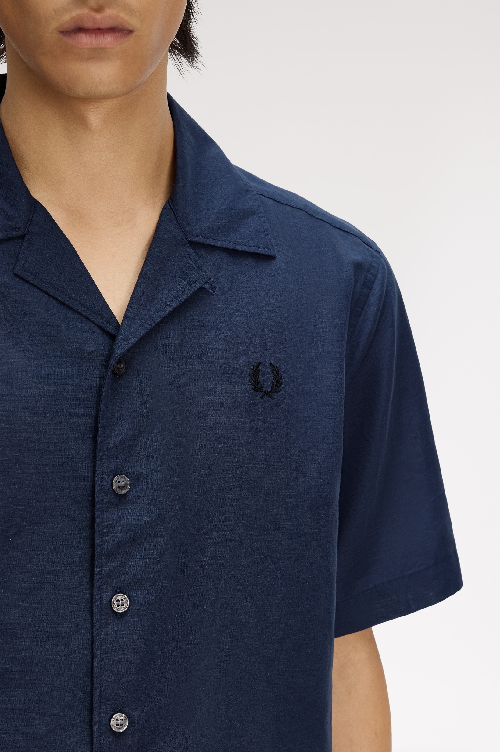 Camisa "Linen Blend Reverse Azul-escuro-3