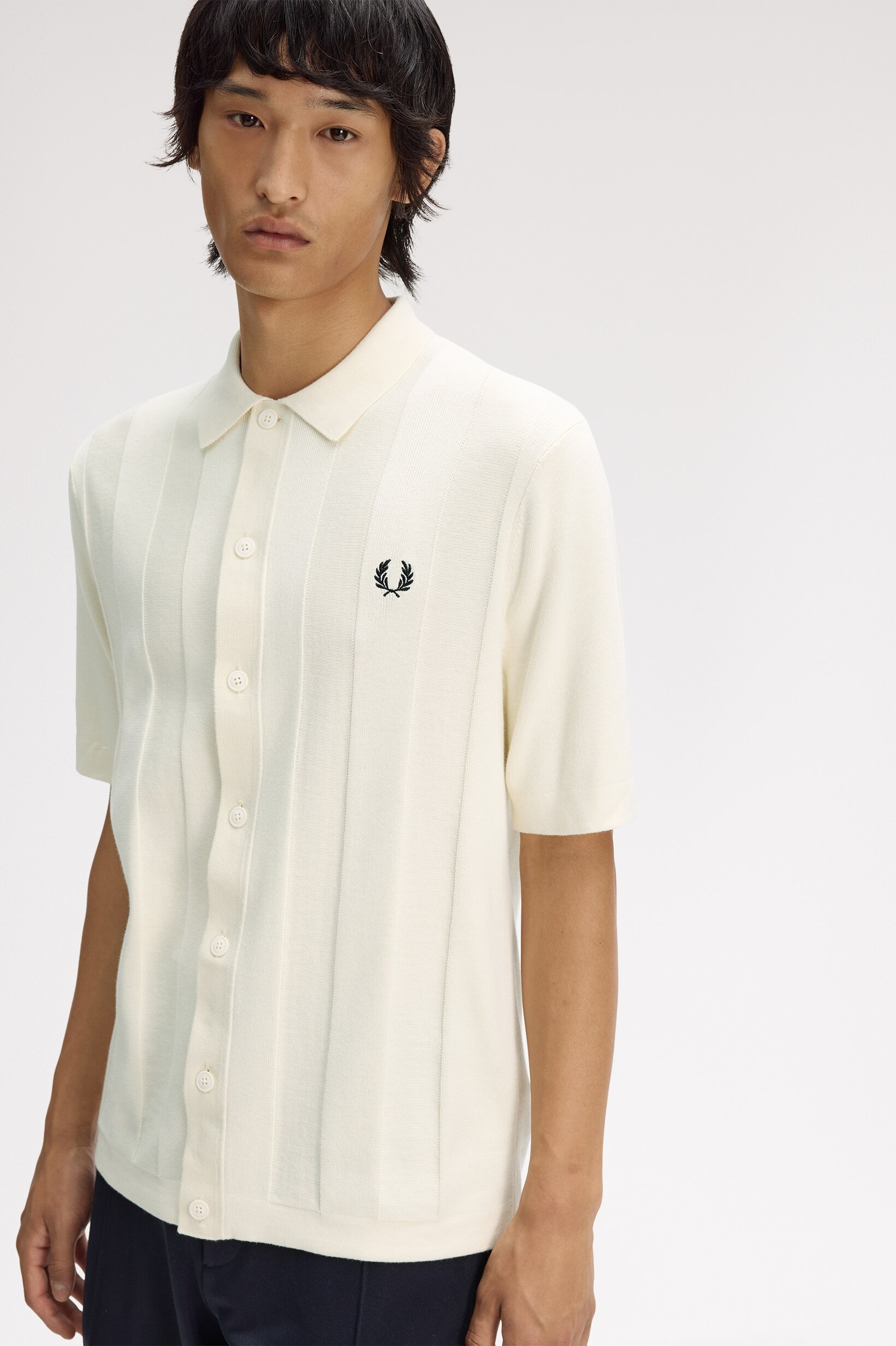 Polo em Malha 'Tonal Vertical Stripe' Cru-2