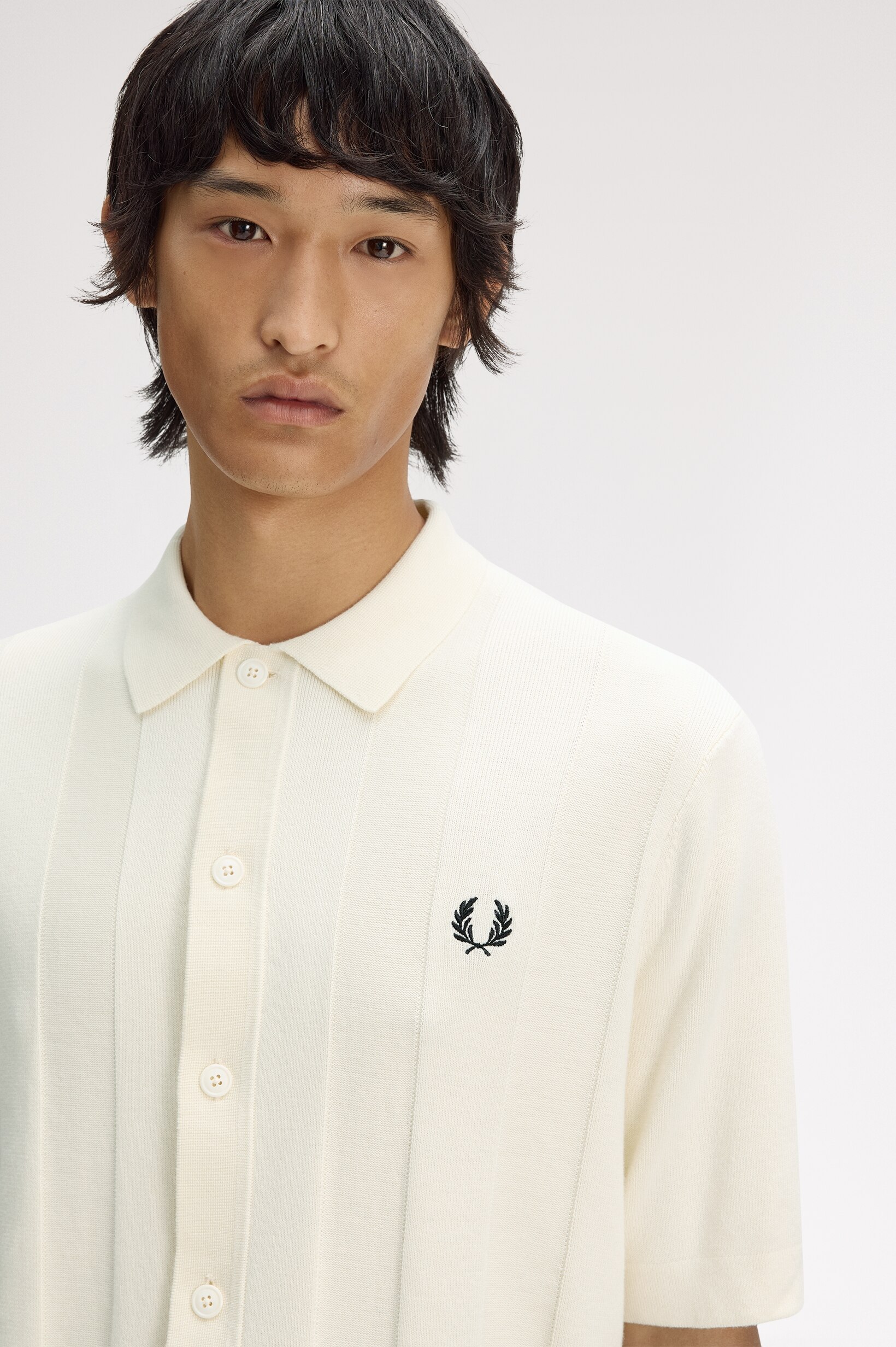 Polo em Malha 'Tonal Vertical Stripe' Cru-3