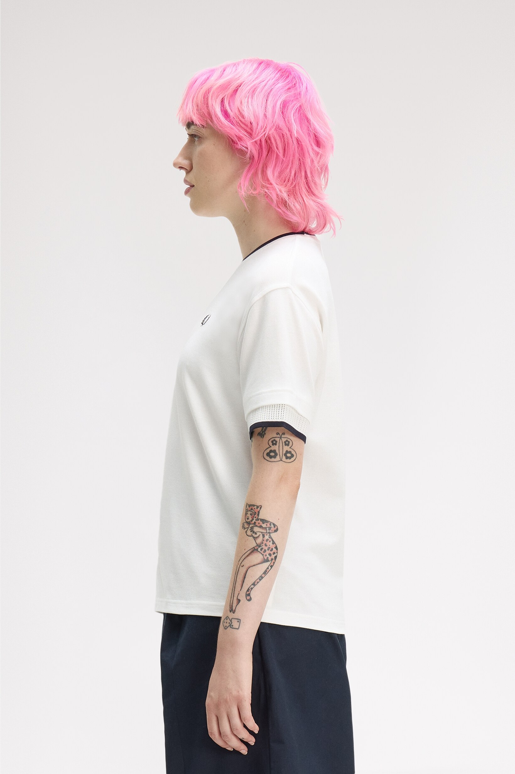 Tipped Mesh Pique T-Shirt' Branco-2