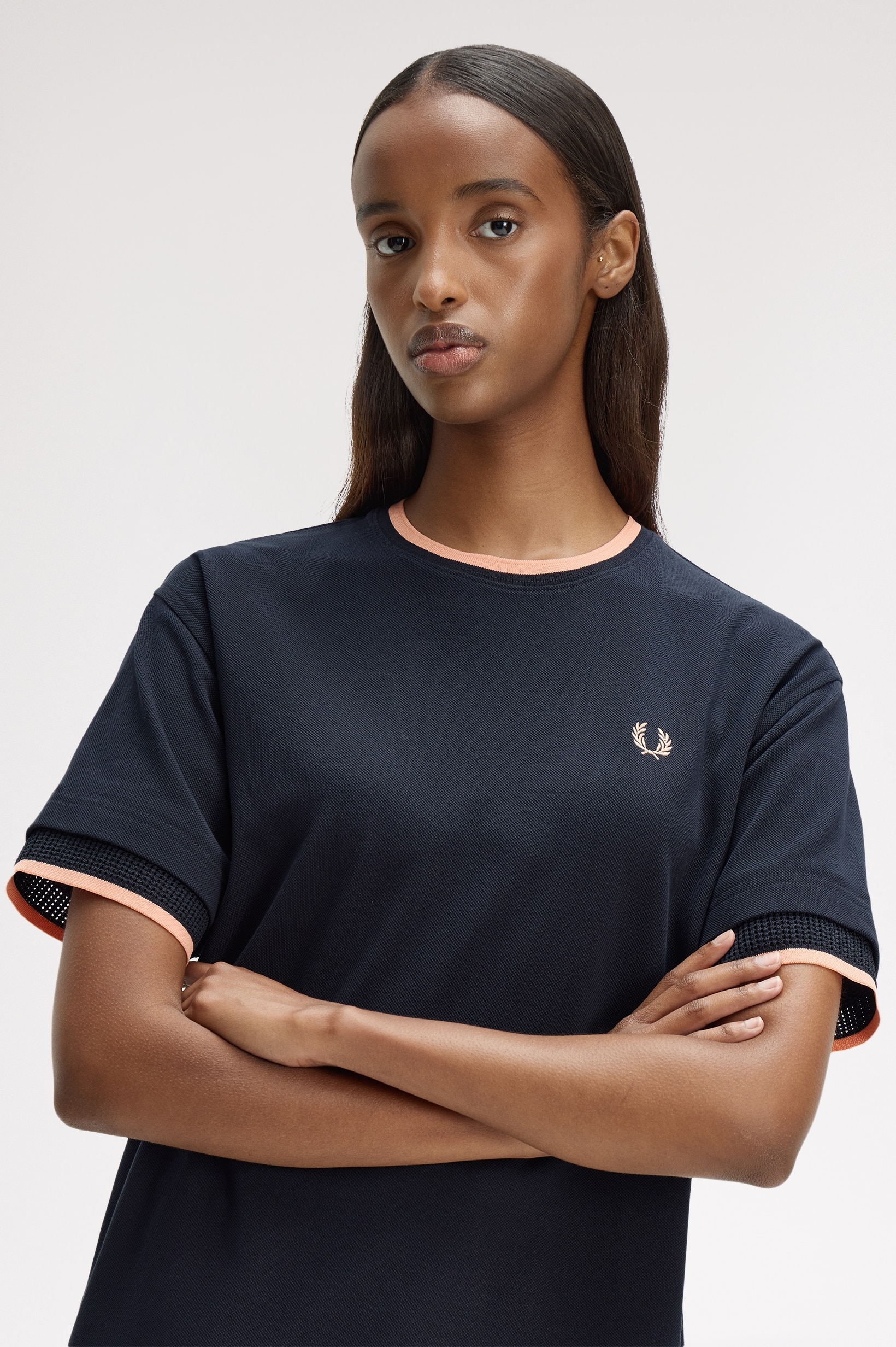 Tipped Mesh Pique T-Shirt' Azul-marinho-2