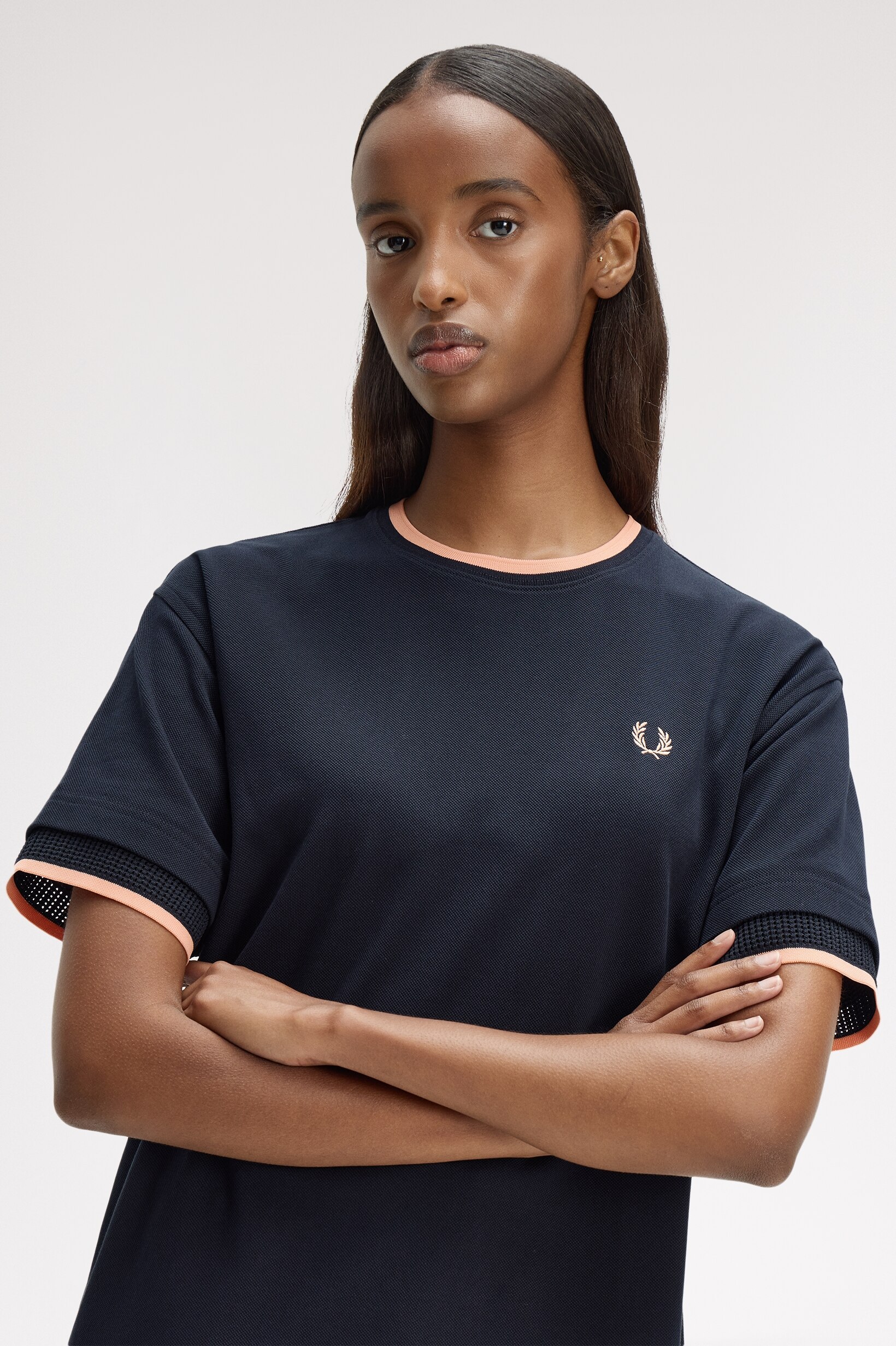 Tipped Mesh Pique T-Shirt' Azul-marinho-2
