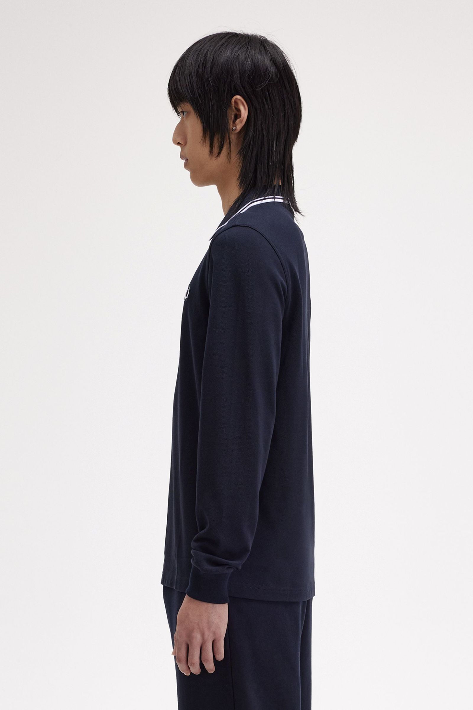 Polo de Manga Comprida 'Twin Tipped Fred Perry Shirt' Azul-marinho-2