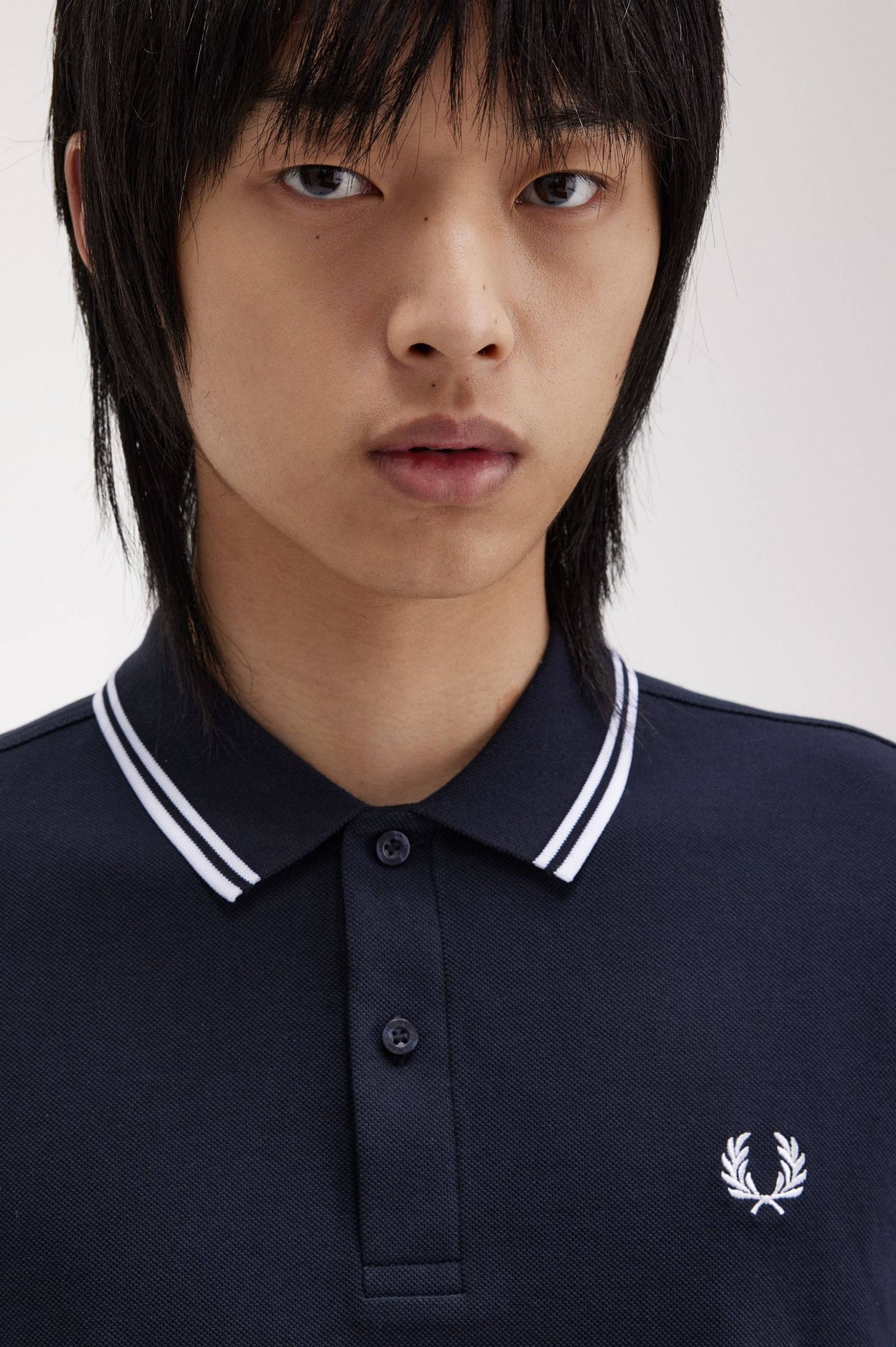 Polo de Manga Comprida 'Twin Tipped Fred Perry Shirt' Azul-marinho-3