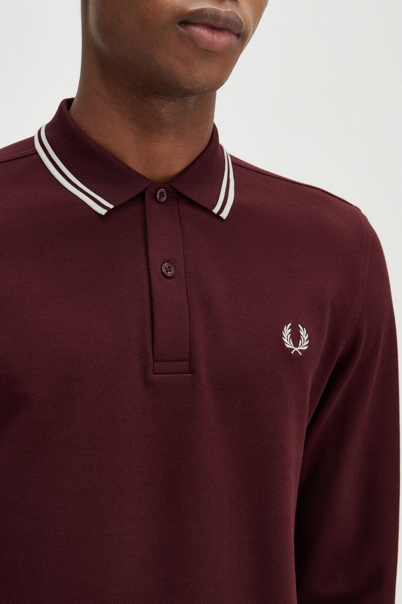Polo de Manga Comprida 'Twin Tipped Fred Perry Shirt' Bordeaux-3