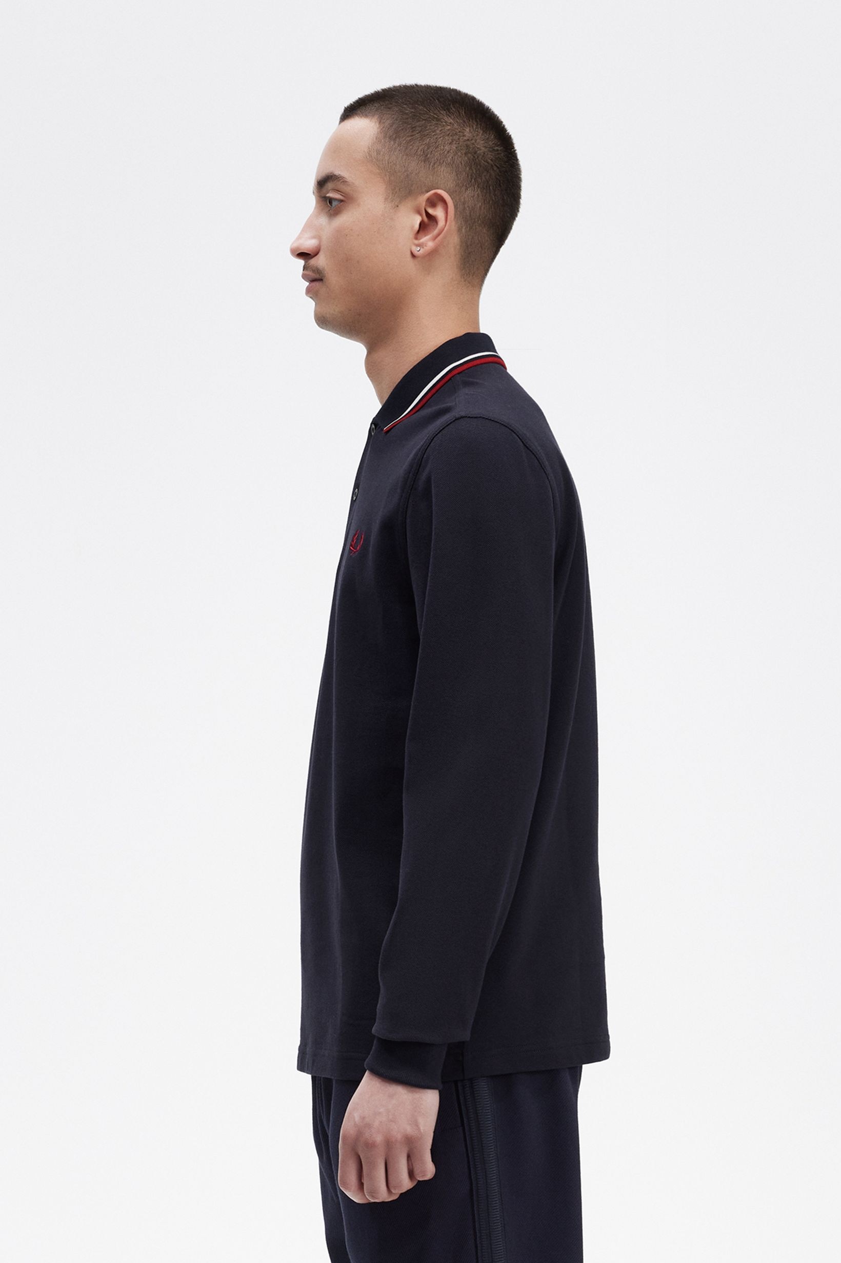 Polo de Manga Comprida 'Twin Tipped Fred Perry Shirt' Azul-marinho-2