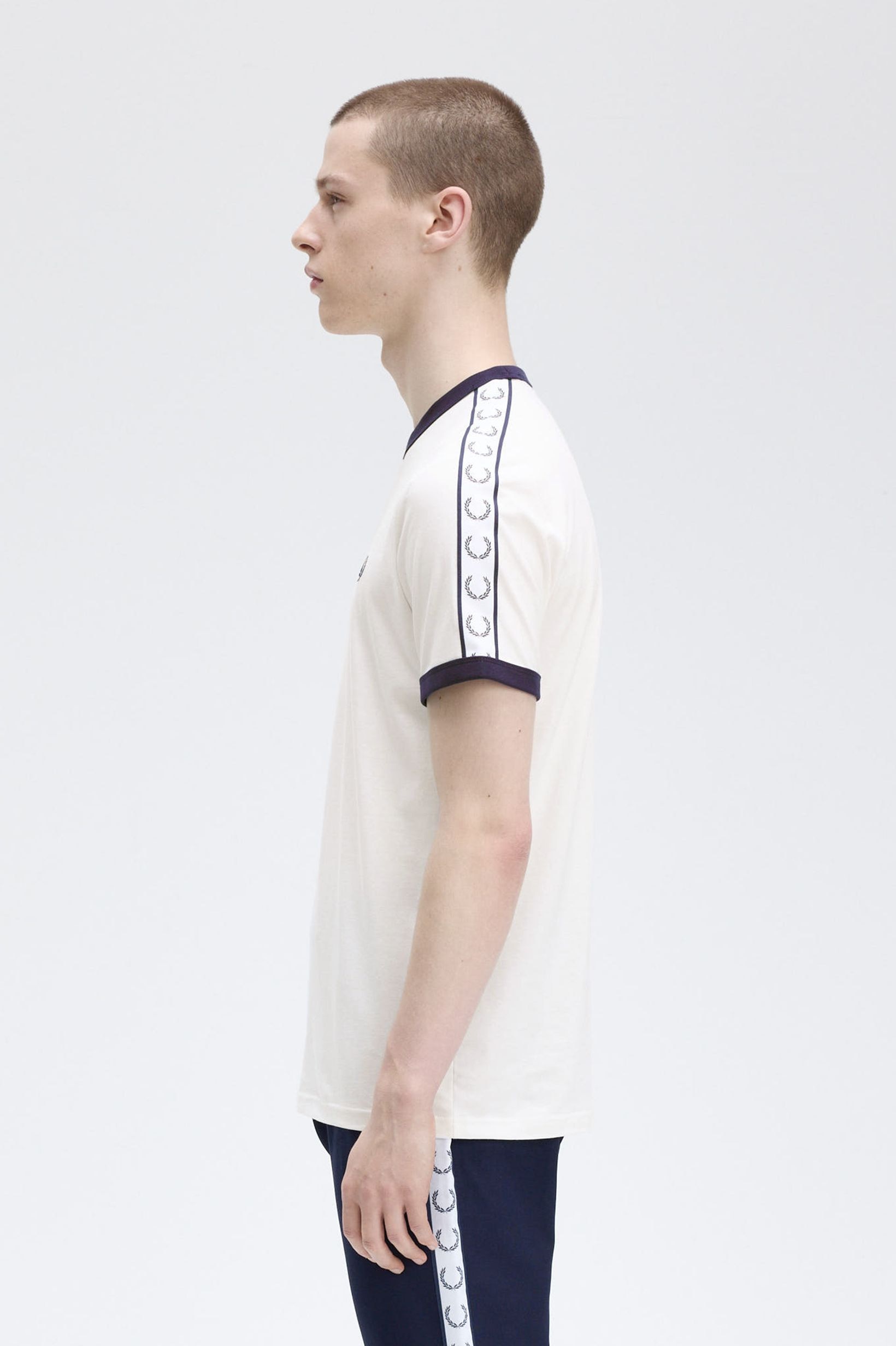 T-Shirt Manga Curta, em Branco 'Taped Ringer' Branco-2
