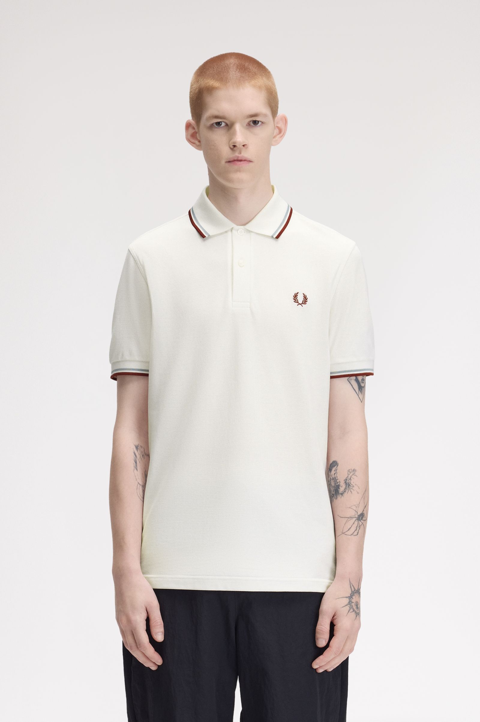 Imagem 0 de Polo Original  'Twin Tipped Fred Perry Shirt' em Branco