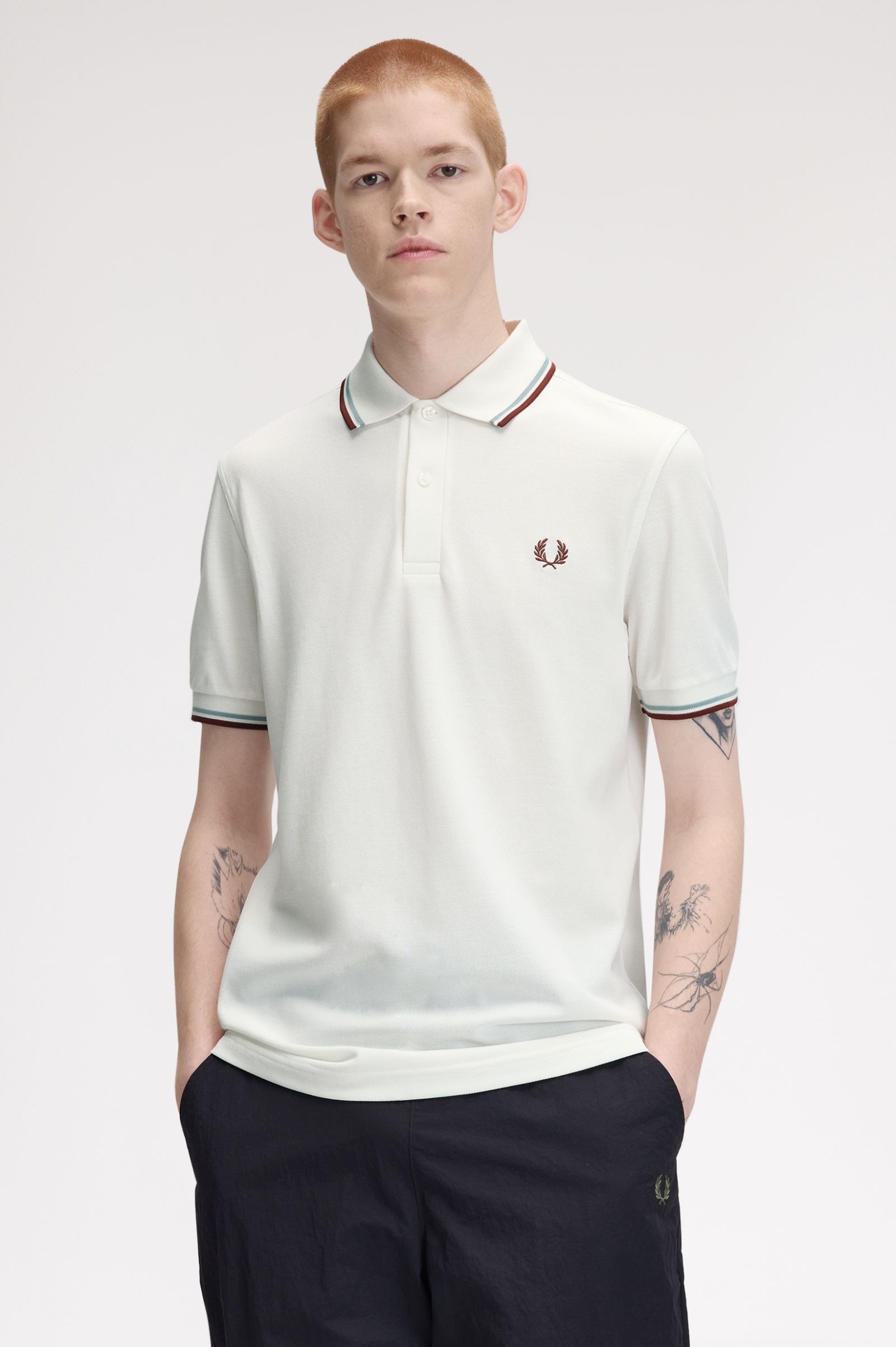 Polo Original  'Twin Tipped Fred Perry Shirt' em Branco Branco-2