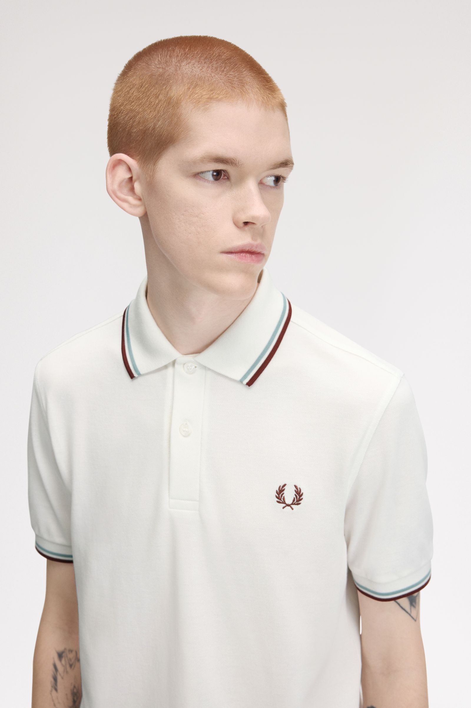 Polo Original  'Twin Tipped Fred Perry Shirt' em Branco Branco-3