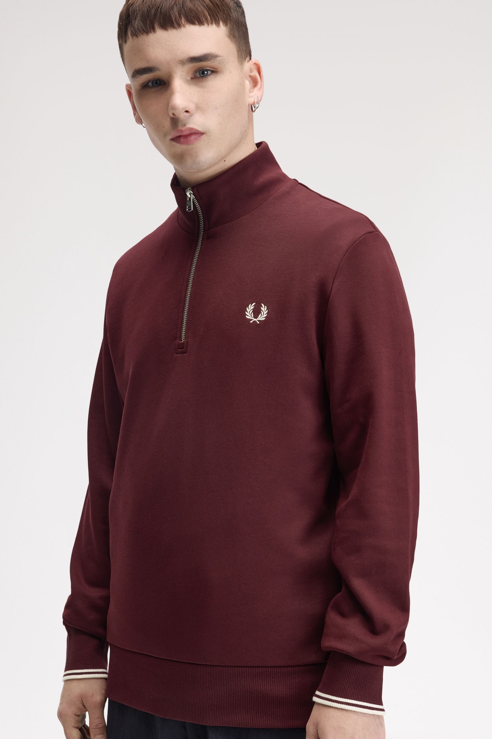 Sweatshirt com Fecho de Correr em Bordeaux Bordeaux-2