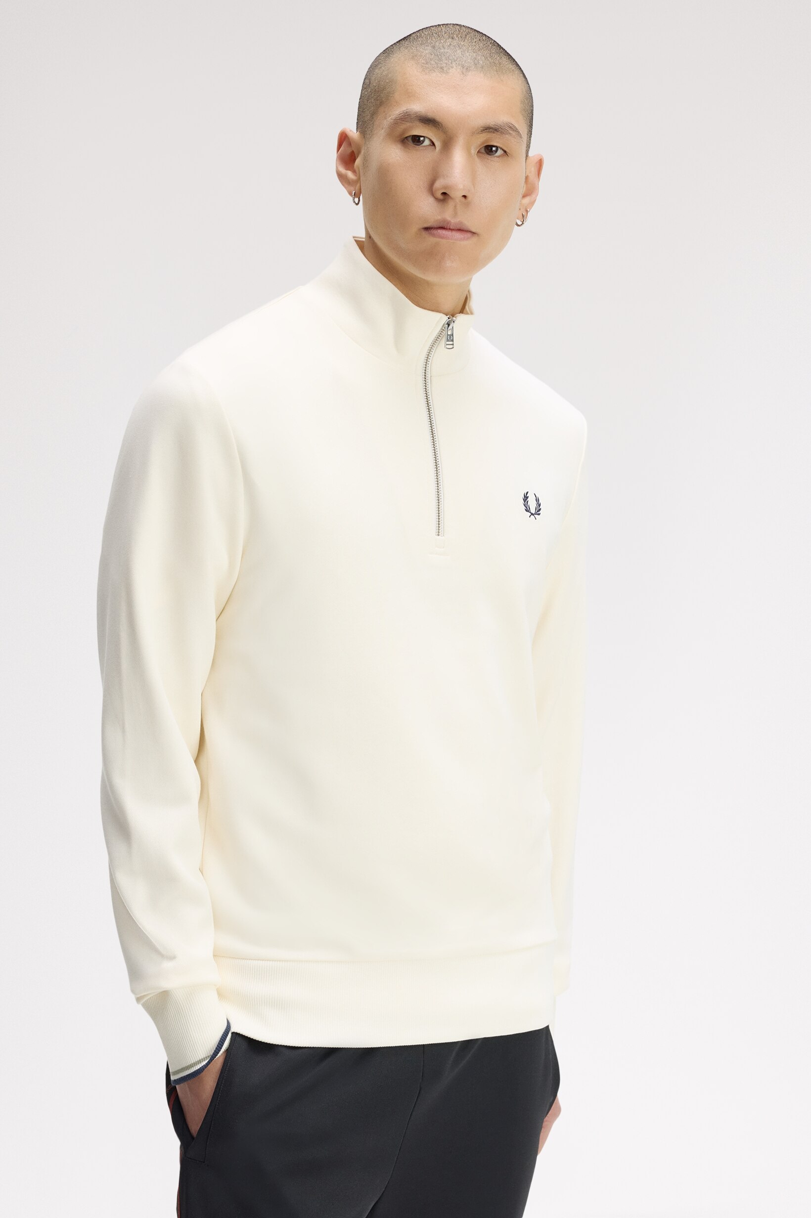 Sweatshirt com Fecho de Correr em Cru Cru-2