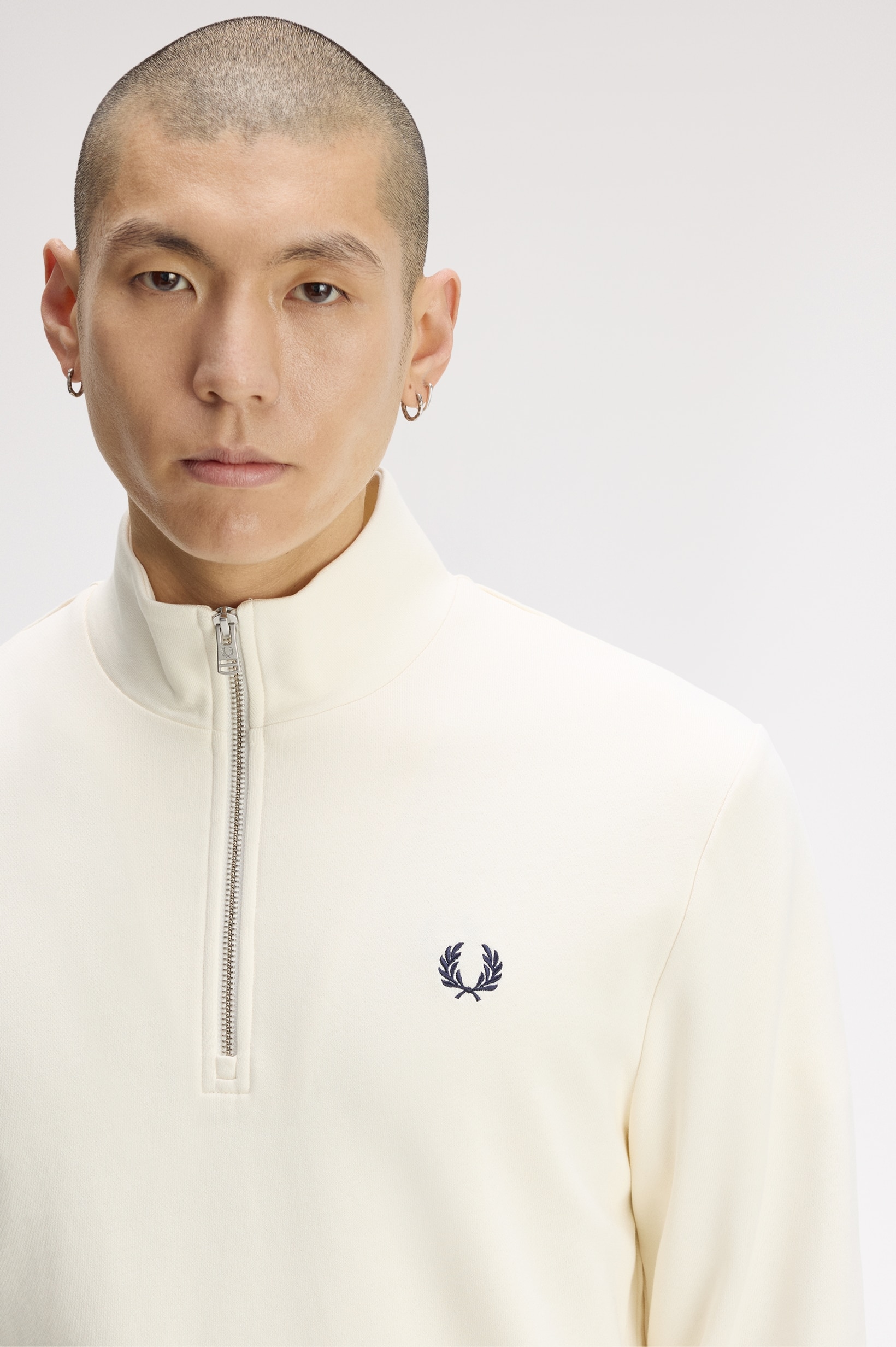 Sweatshirt com Fecho de Correr em Cru Cru-3