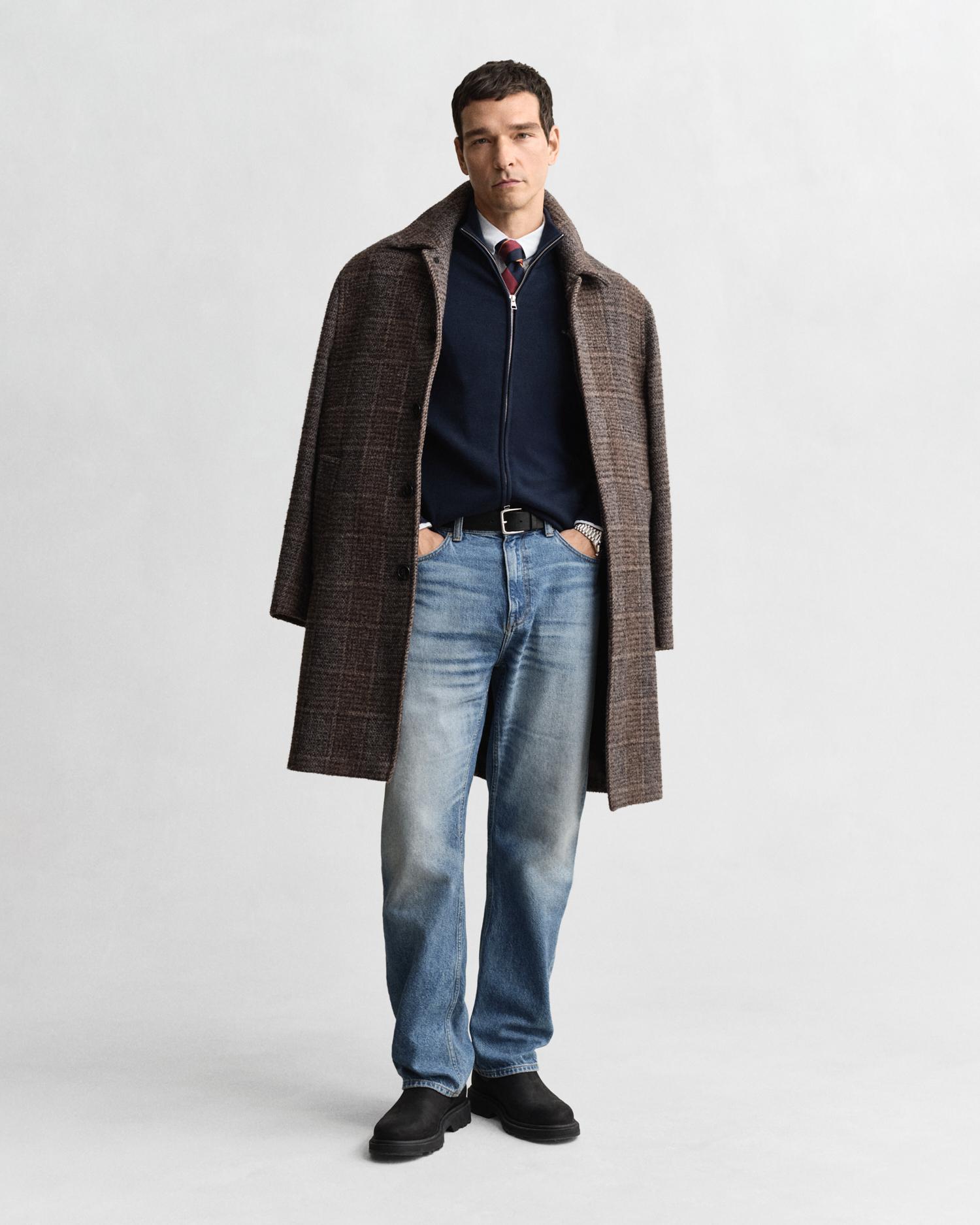 Cardigan de Algodão com Fecho Zip Azul-escuro-4
