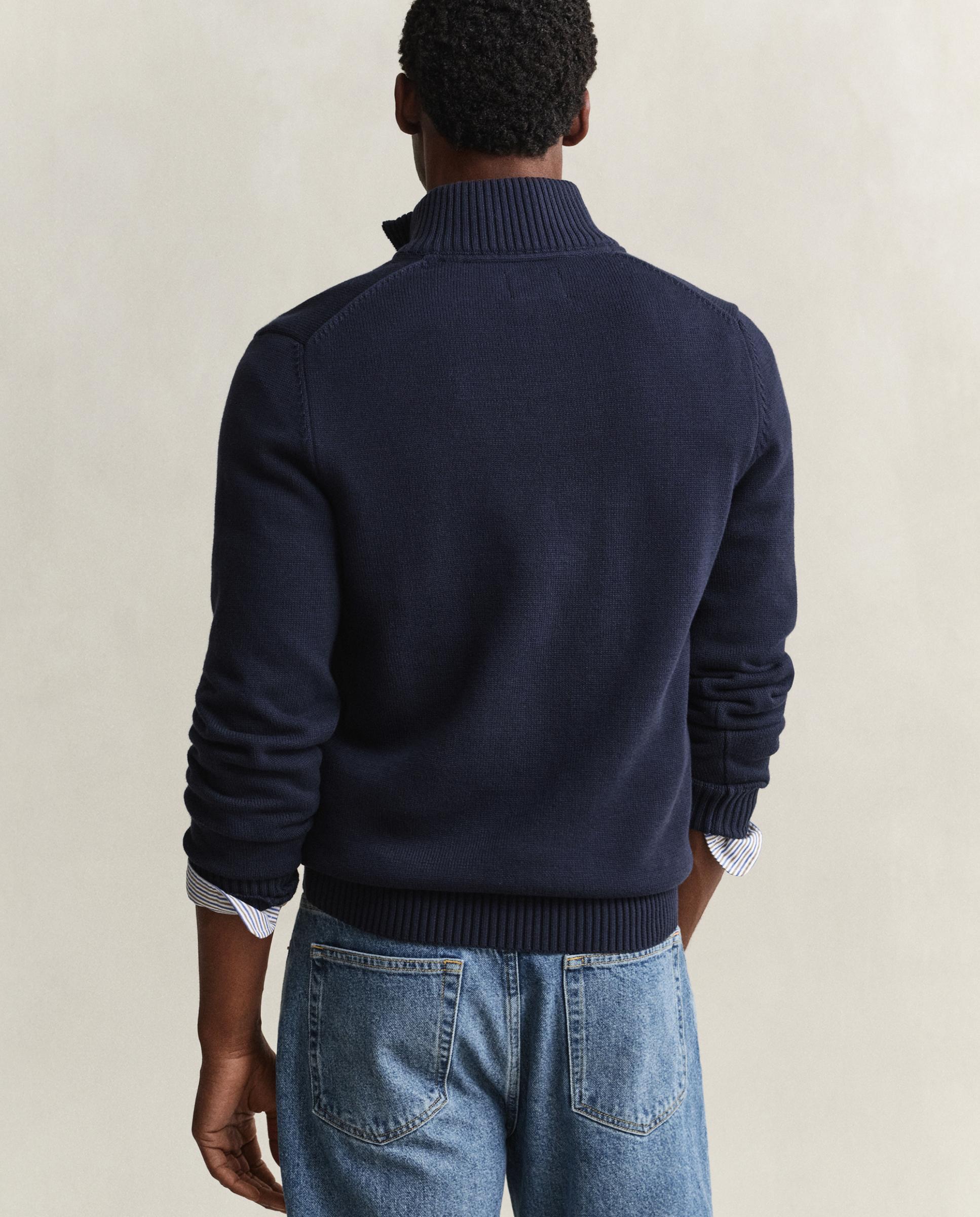 Camisola de Gola Alta com Fecho Zip Azul-escuro-3